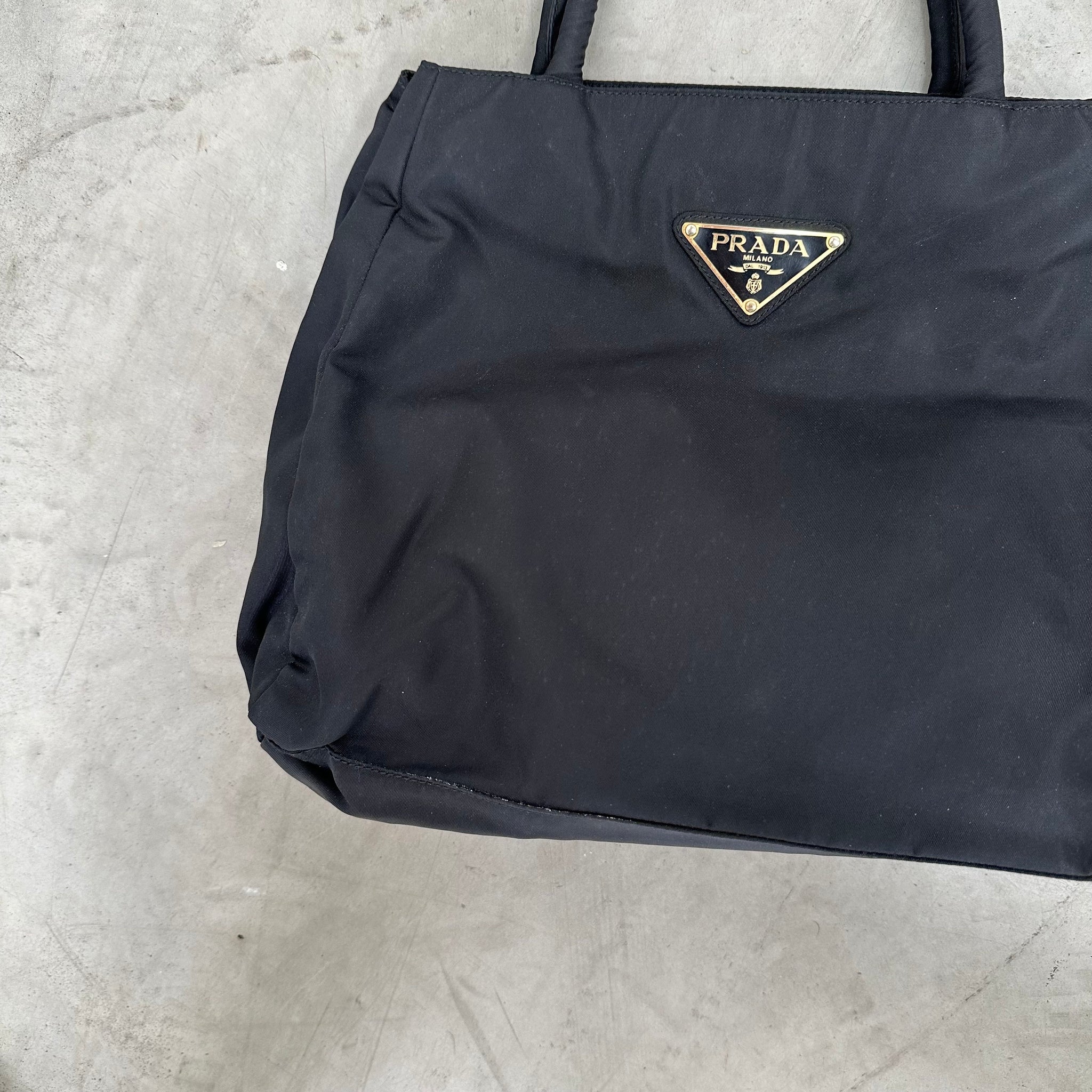 Prada Black Nylon Top Handle Hand Bag