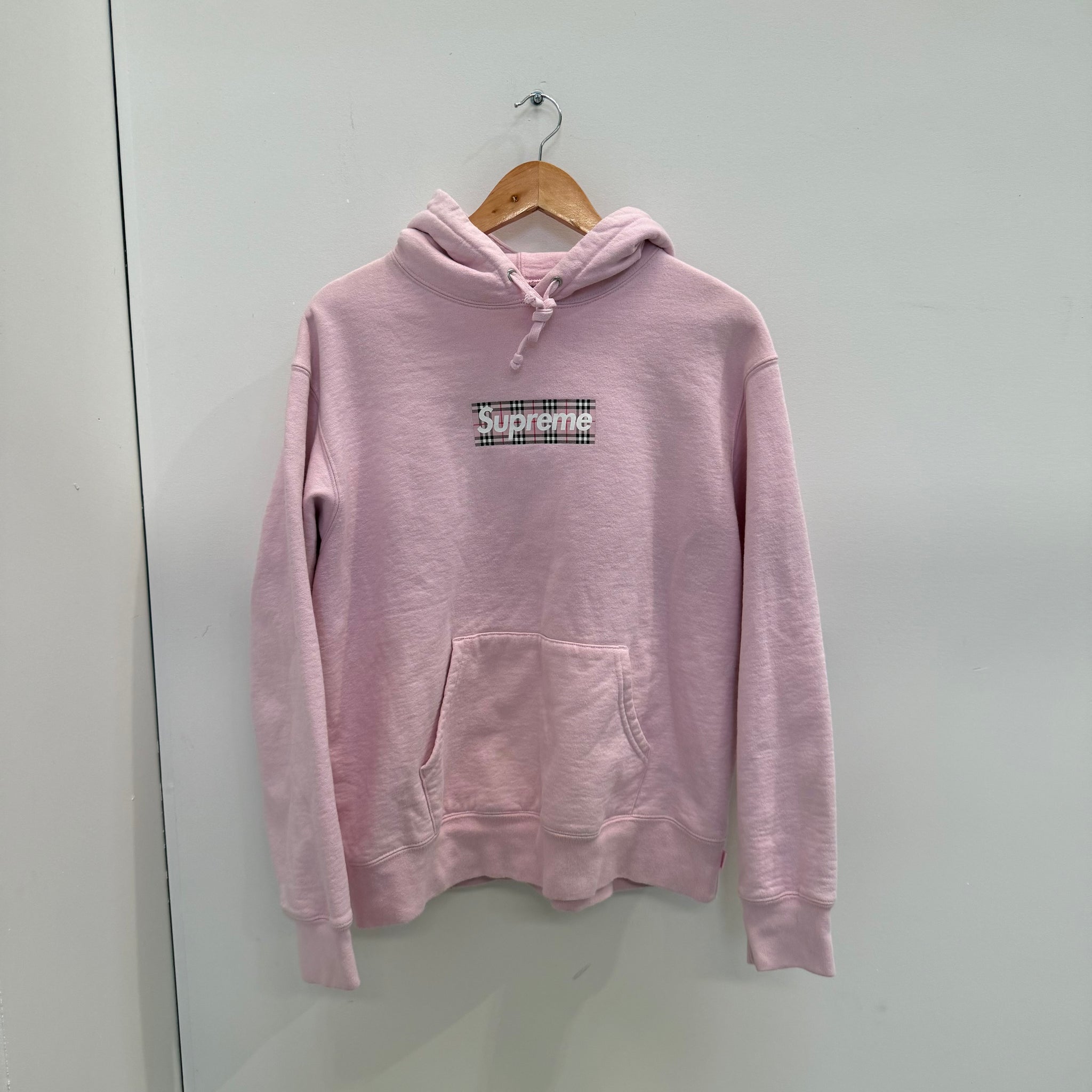 Supreme Burberry Box Logo Hoodie Pink (Size S)