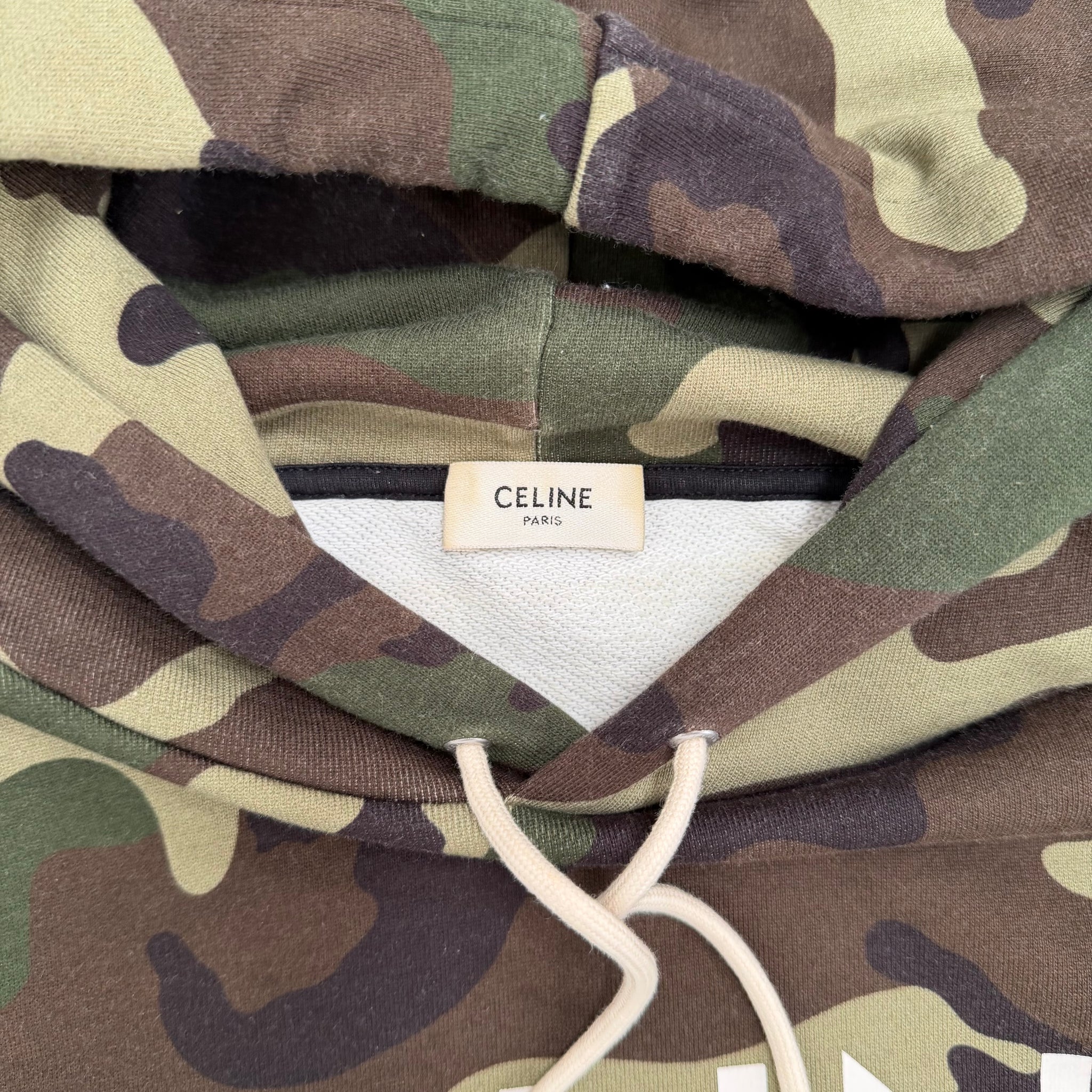 Celine Front Logo Hoodie Green Camo (Size L)