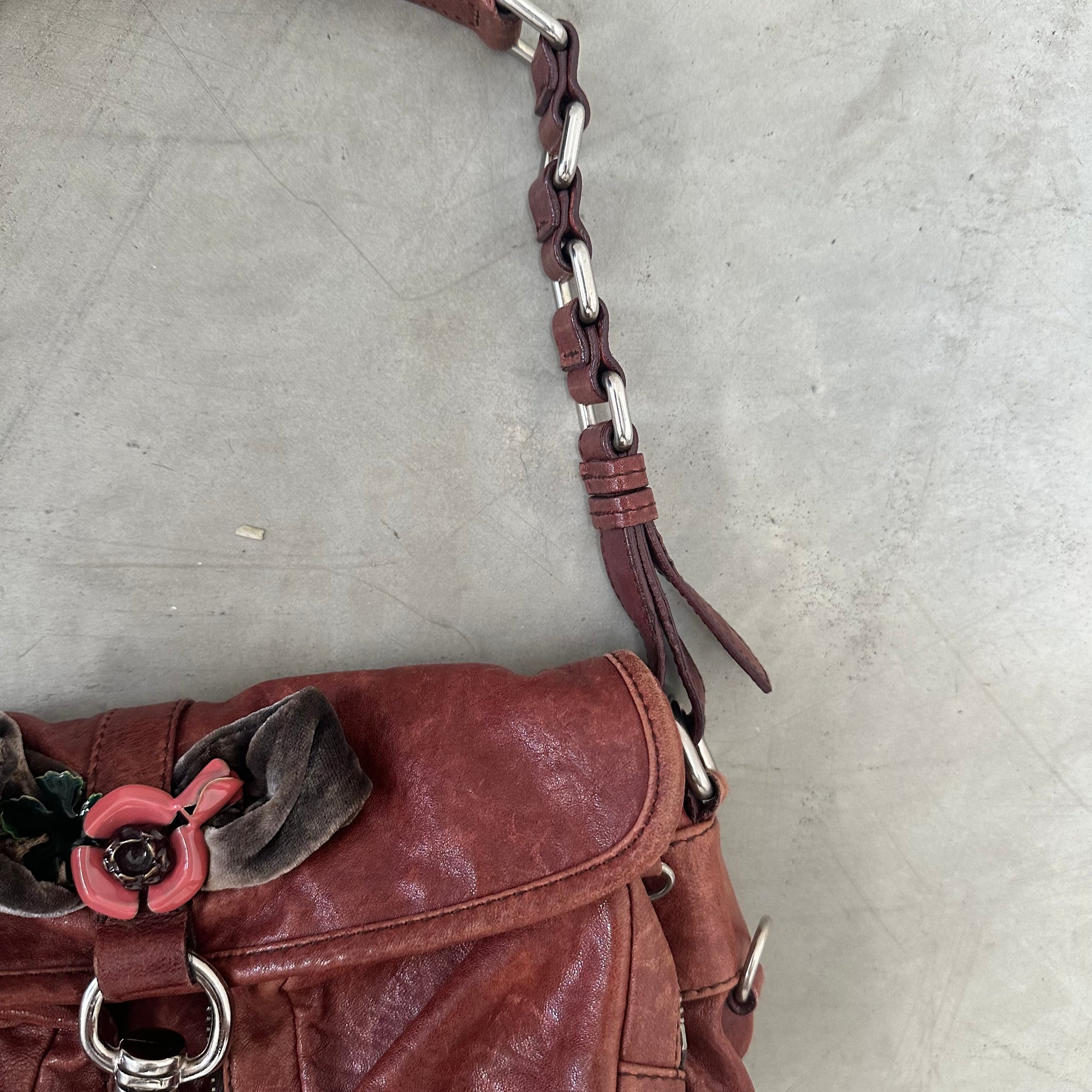 Miu Miu Brown Metal Flower Shoulder Bag