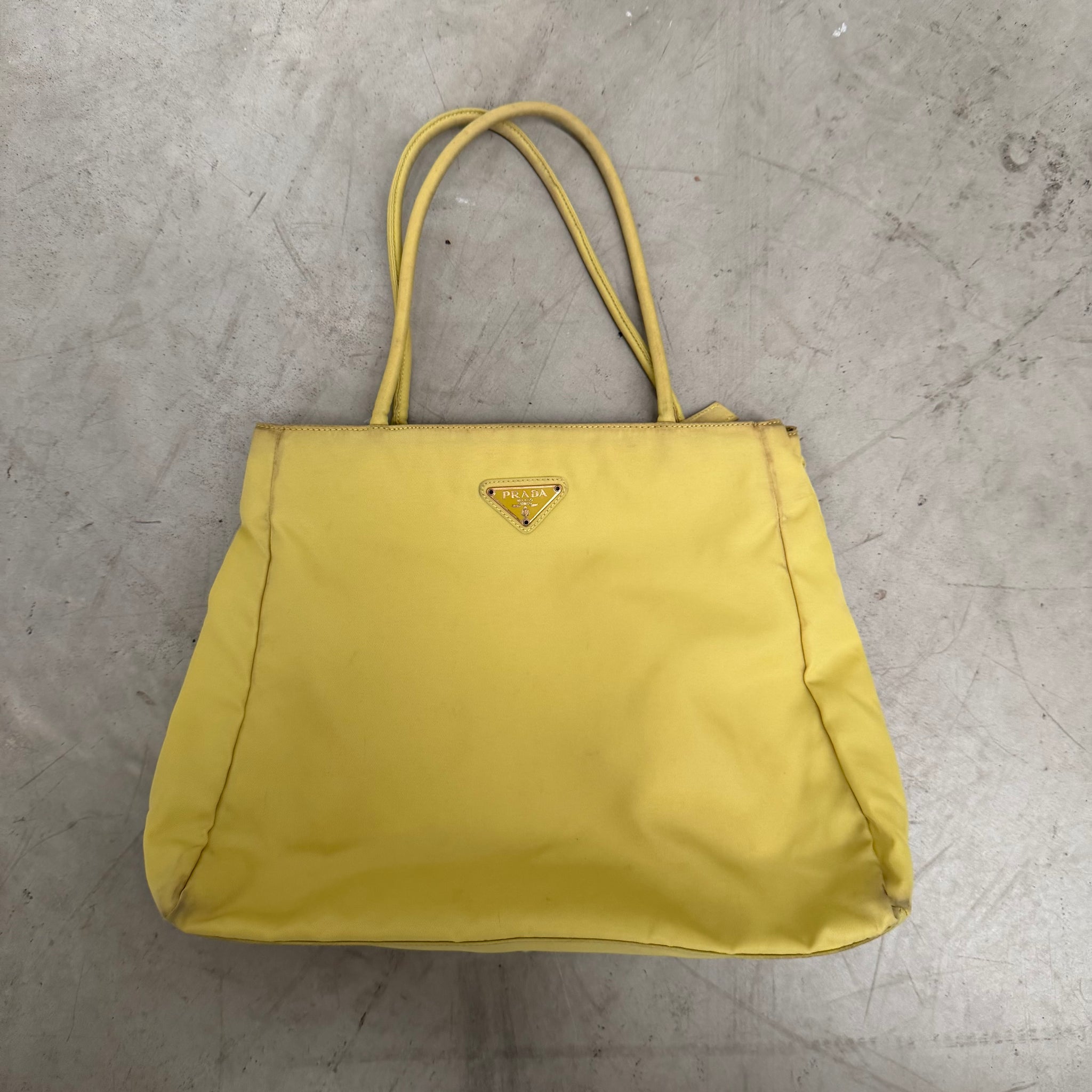 Prada Yellow Nylon Tote Bag