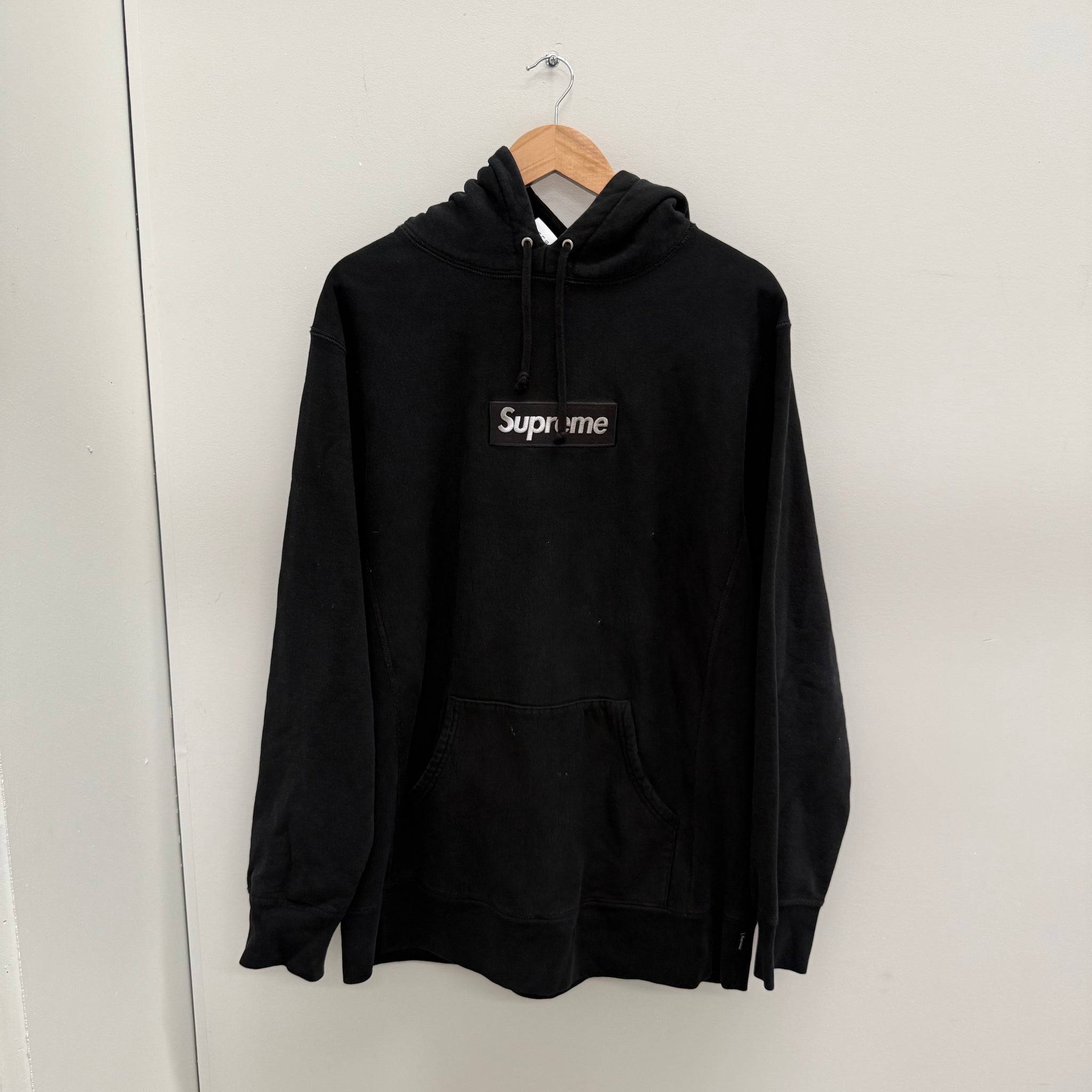 Supreme Black on Black Box Logo Hoodie (Size XL)