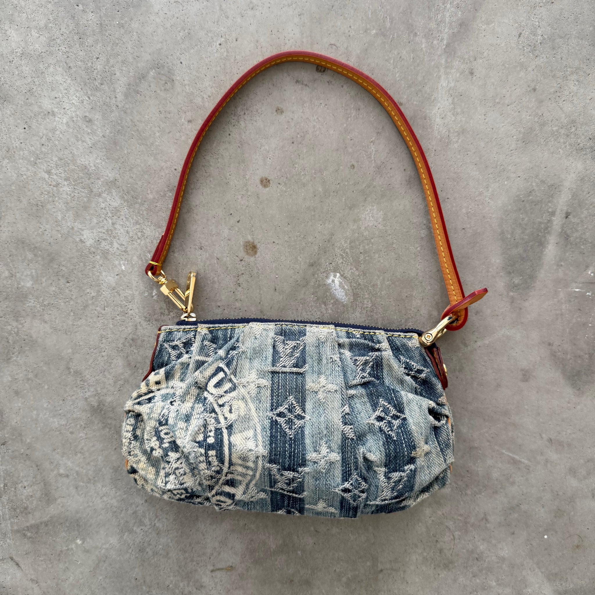 Louis Vuitton Monogram Denim Trousse Leie Pouch / Pochette Bag Blue