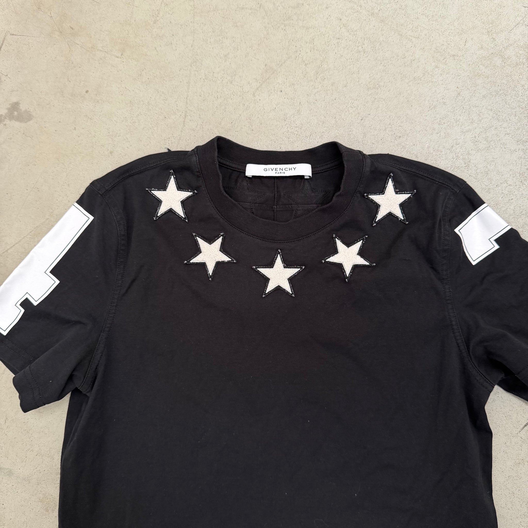 Givenchy Neckline Star Print T Shirt Black (Size XS)