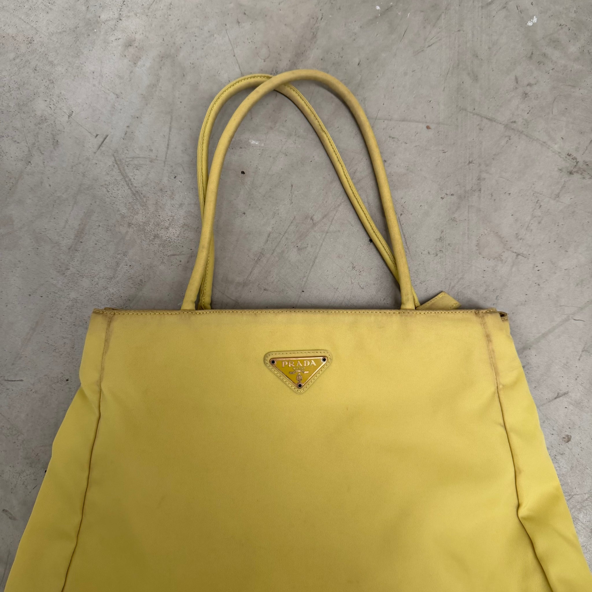 Prada Yellow Nylon Tote Bag