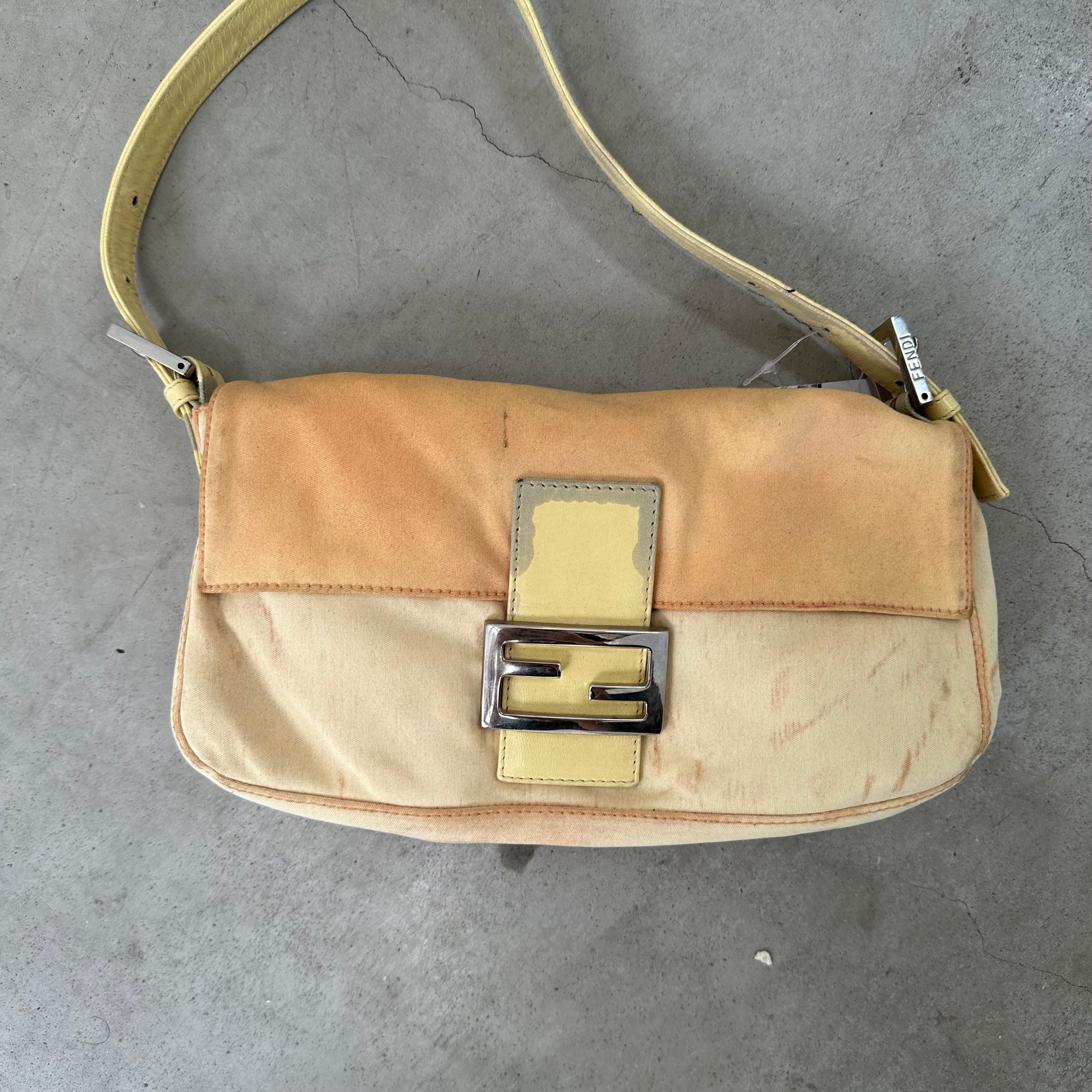 Fendi Baguette Yellow Shoulder Bag