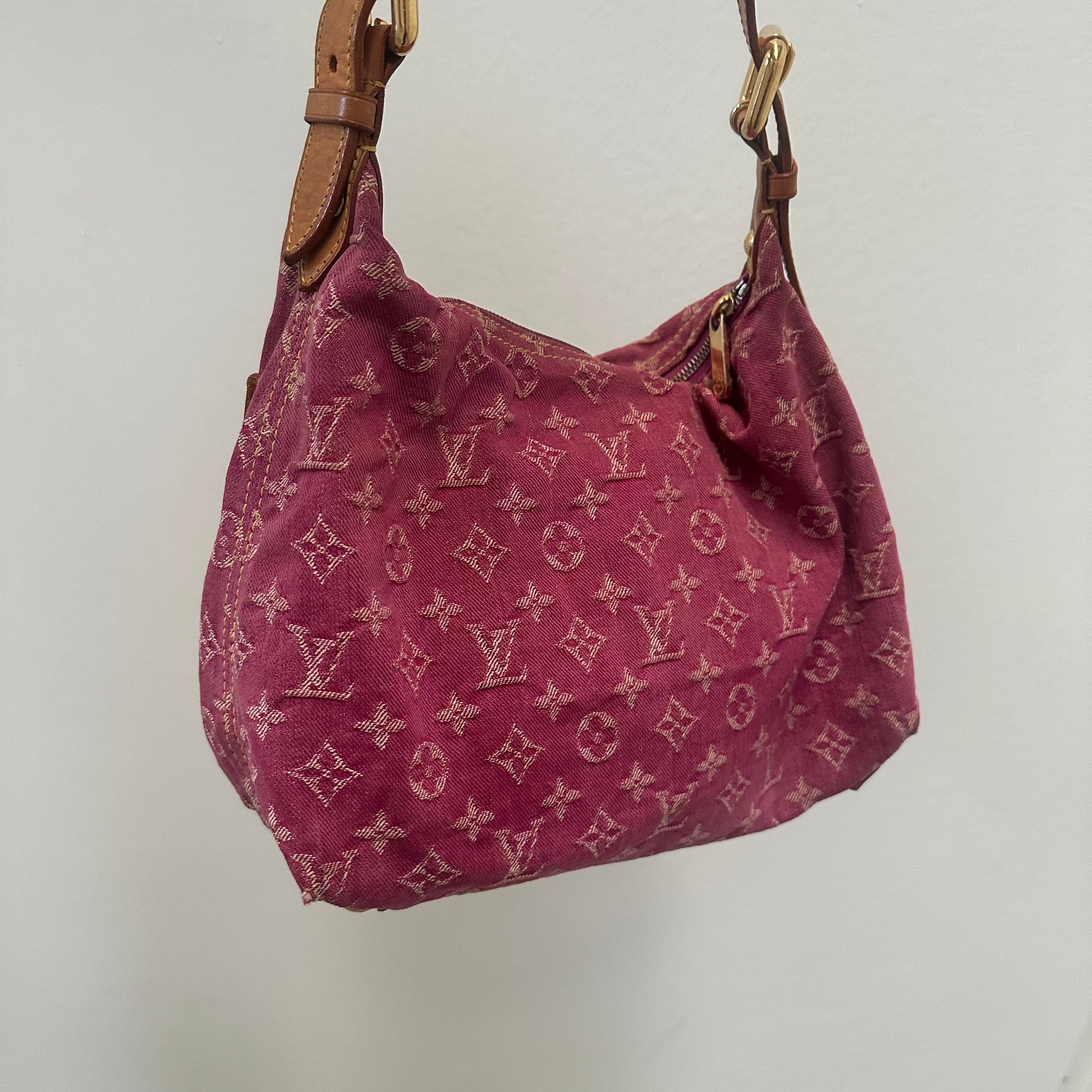 Louis Vuitton Monogram Denim Baggy PM Fuchsia Pink Shoulder Bag