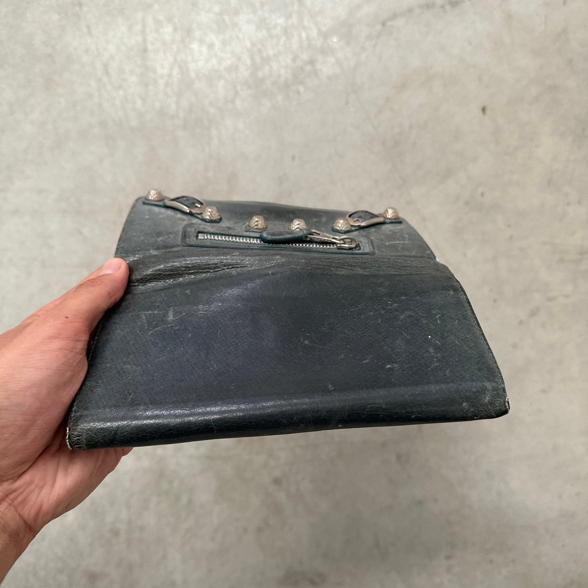 Balenciaga Green Leather City Flap Wallet