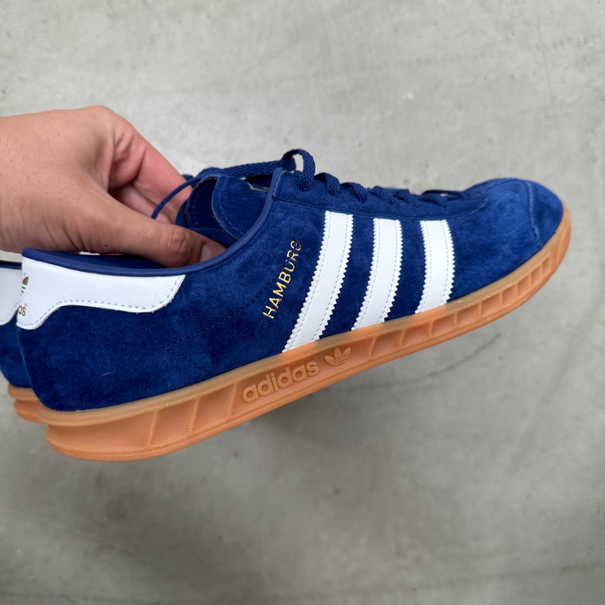 Adidas hamburg navy blue gum sole hotsell