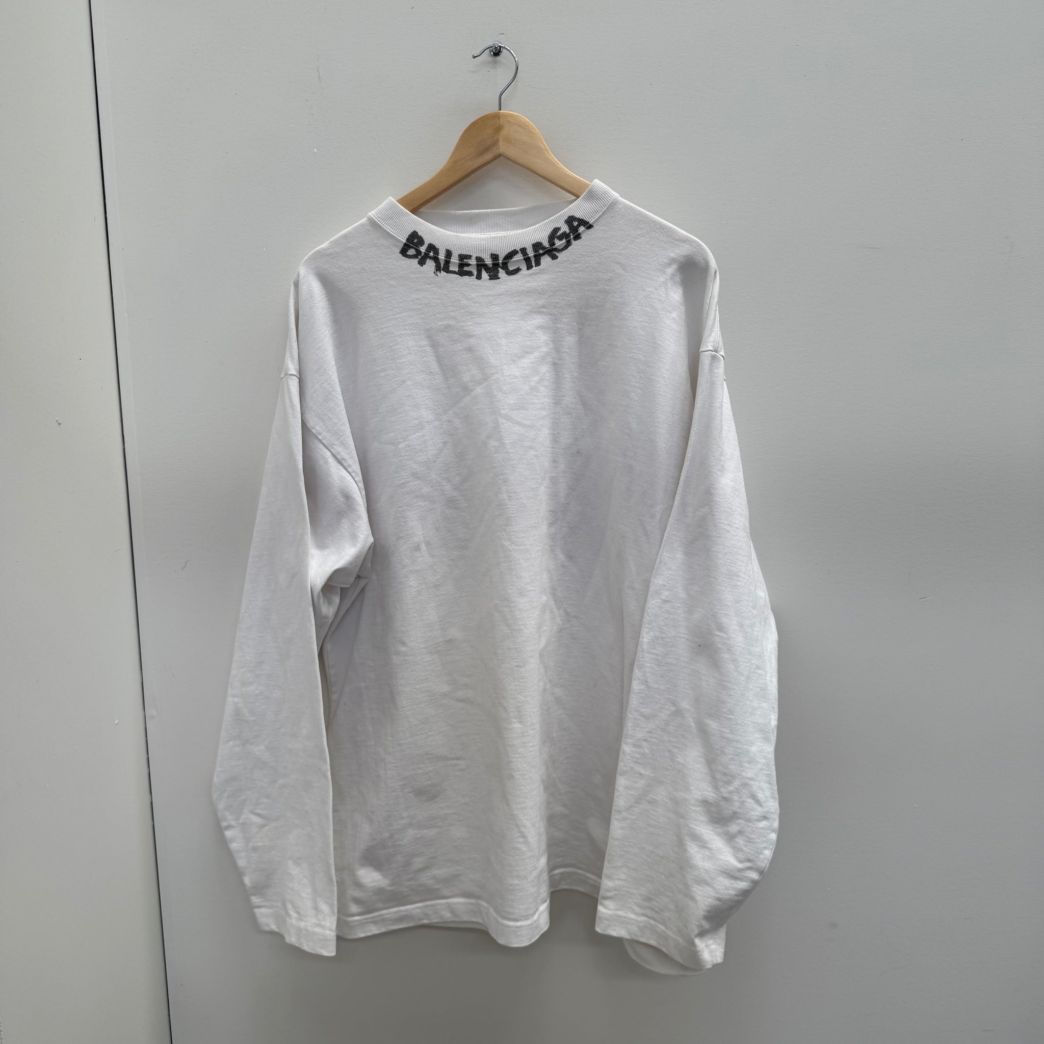 Balenciaga Curved Logo Long Sleeve T-Shirt (fits L-XL)