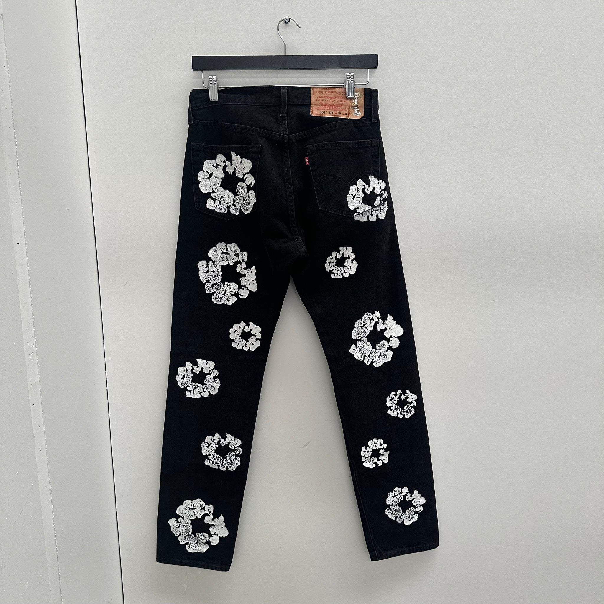 Denim Tears Levi's Cotton Wreath Black Jeans 30 X 32