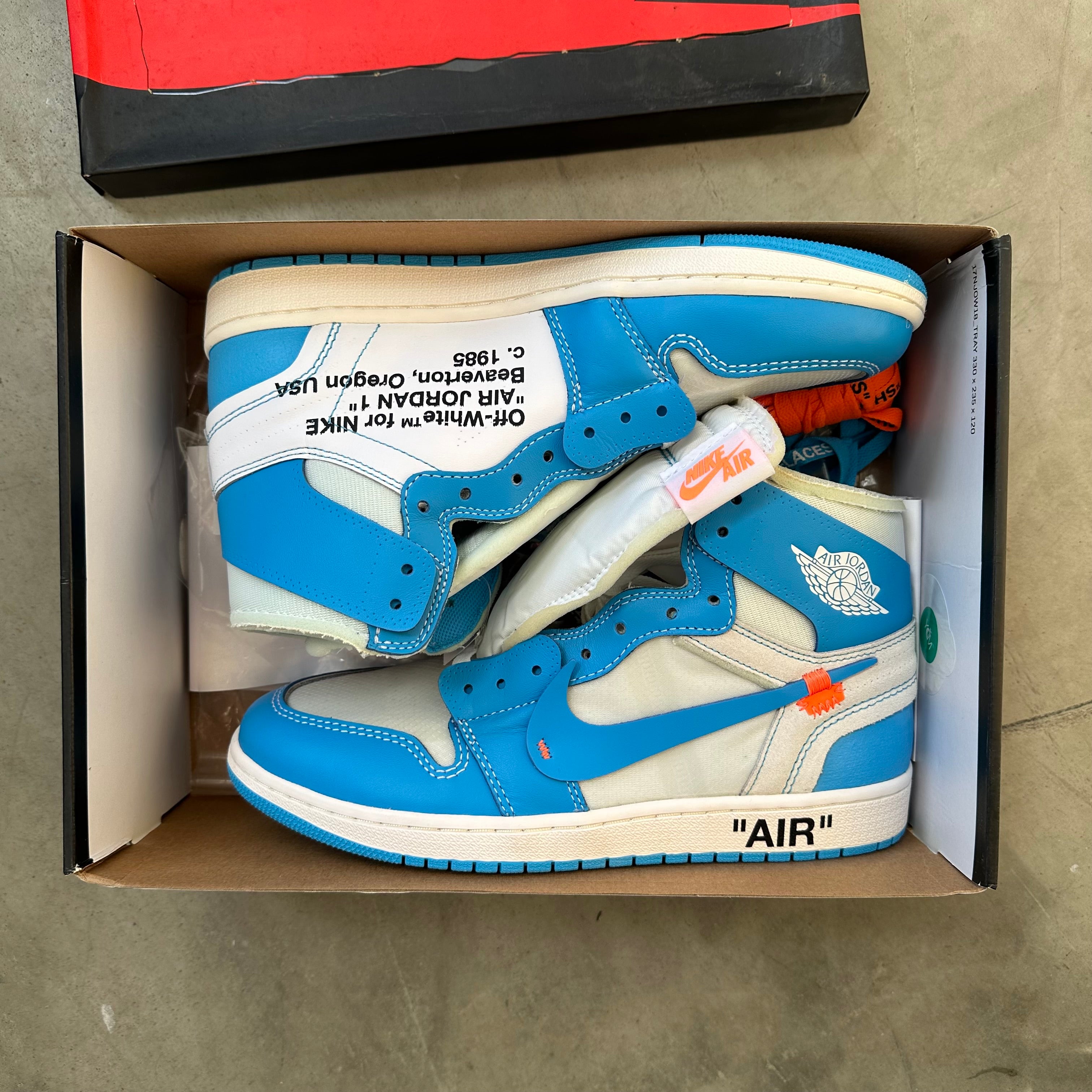 Aj1 off white university blue on sale