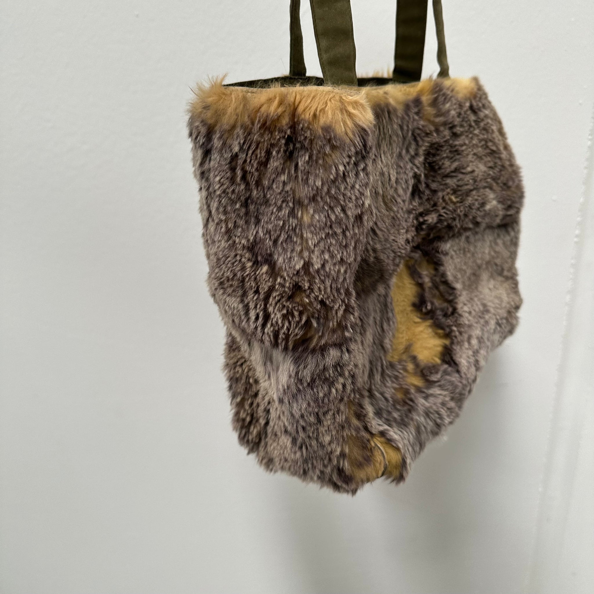 Chanel CC Logo Khaki Fur Tote Bag