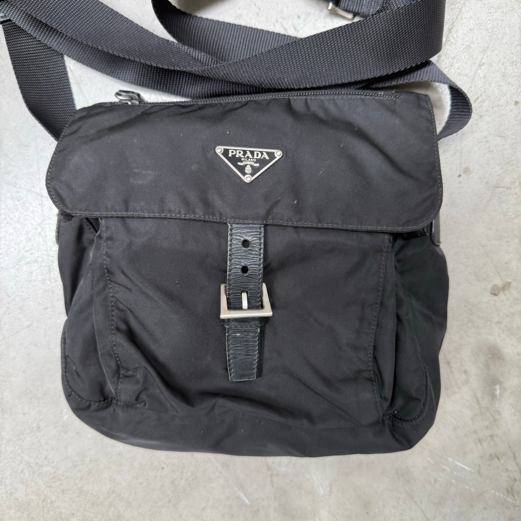 Prada Black Crossbody/Messenger Front Buckle Bag