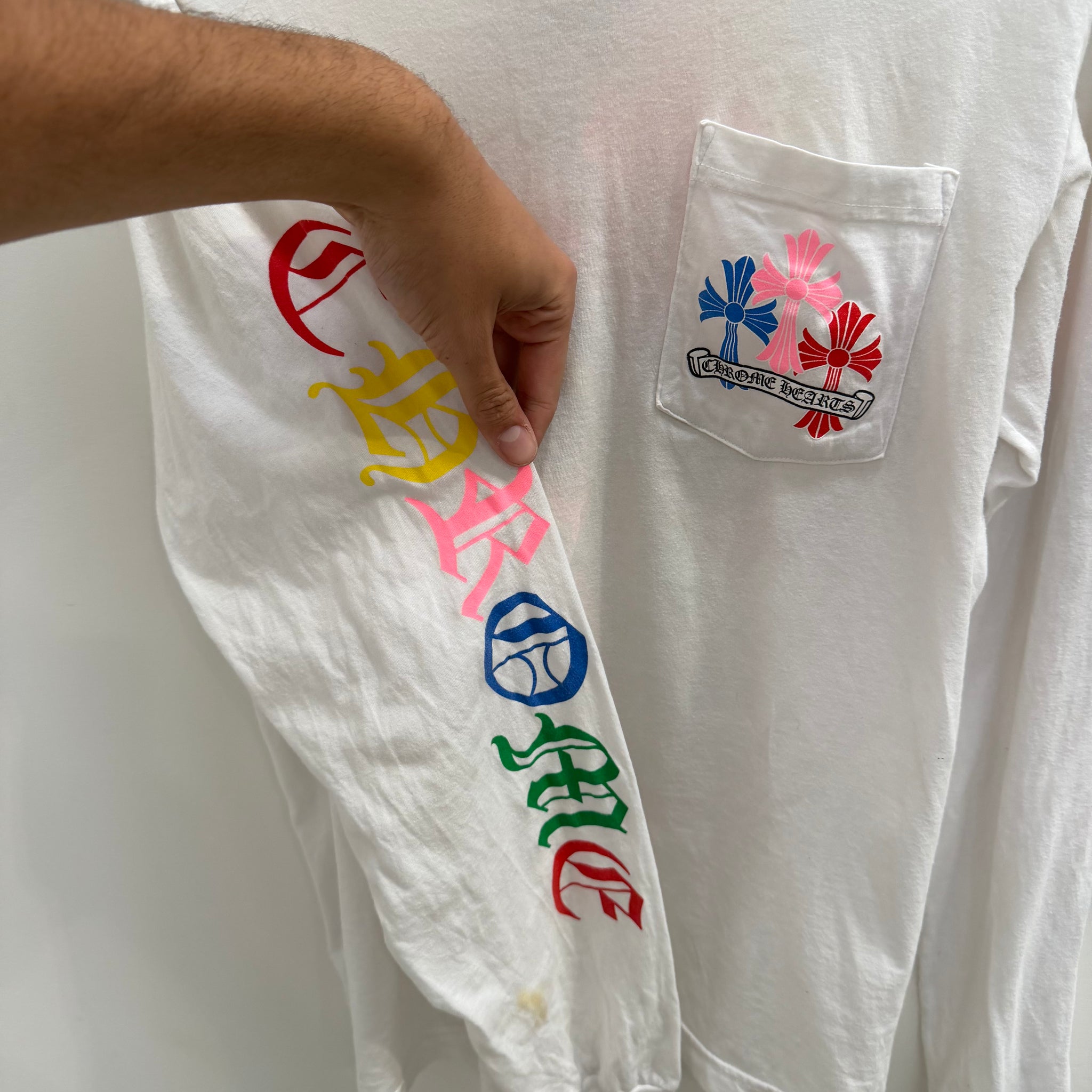 Chrome Hearts Multicolour Logo White Long Sleeve T Shirt (Size M)