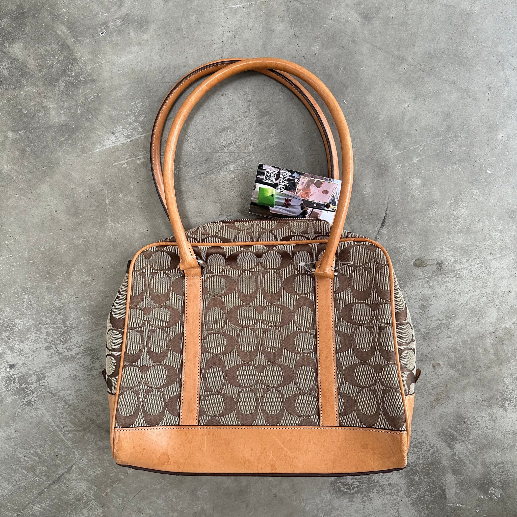 Coach Signature Hand Bag Beige