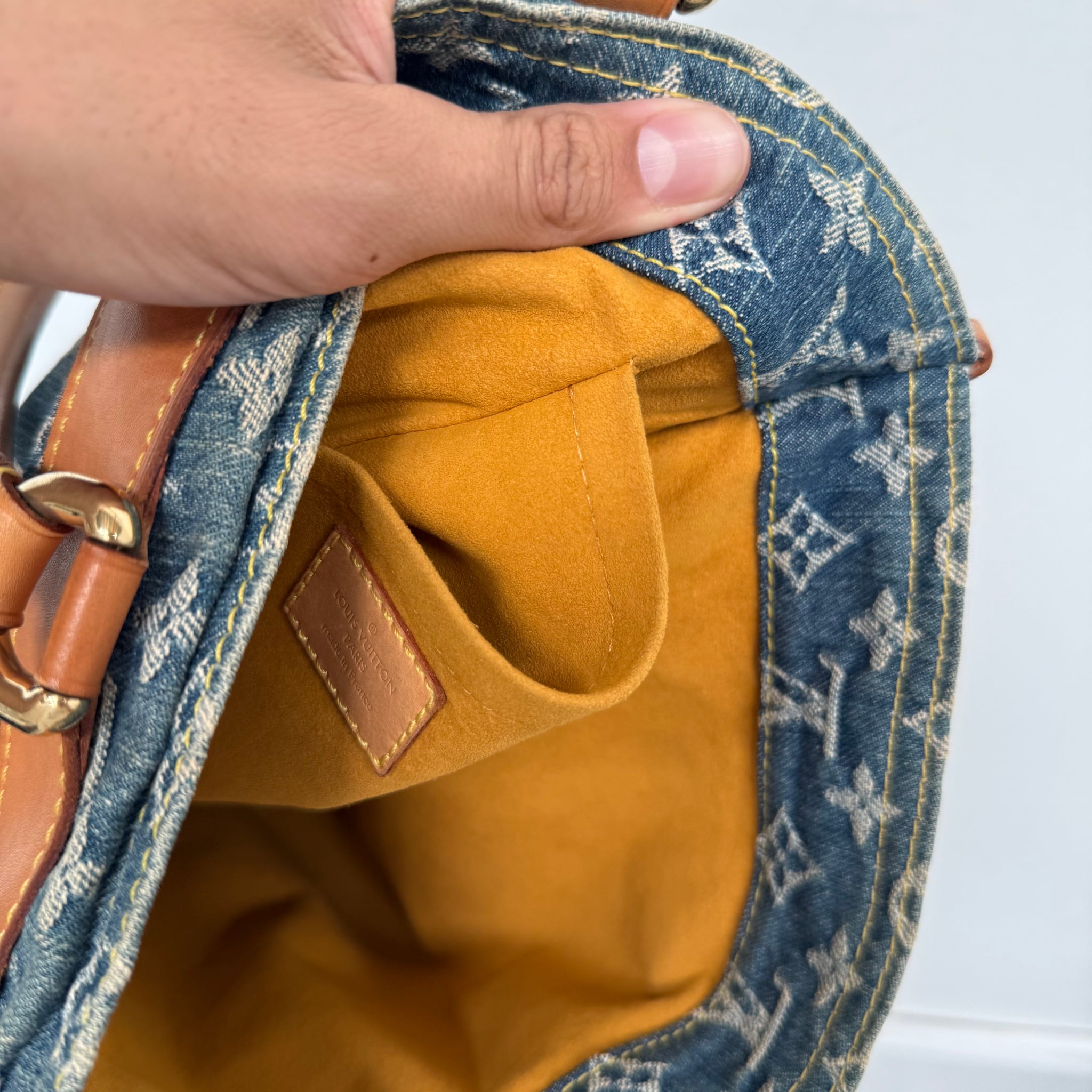 Louis Vuitton Blue Monogram Denim Flat Shopper Tote Bag