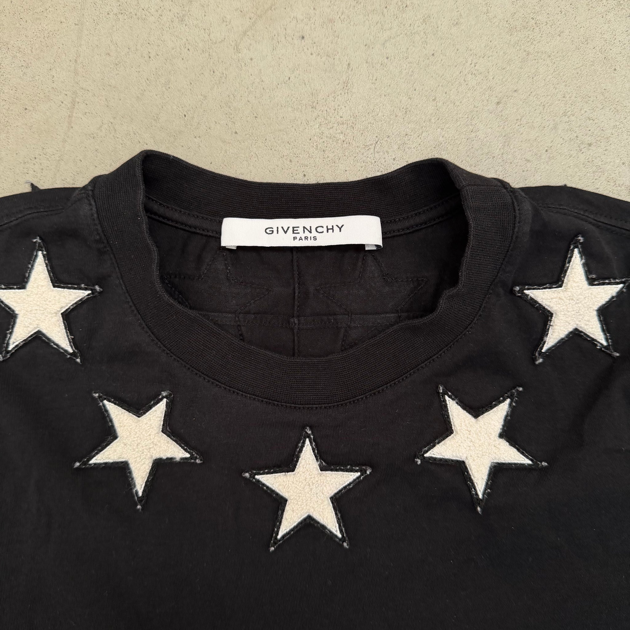 Givenchy Neckline Star Print T Shirt Black (Size XS)