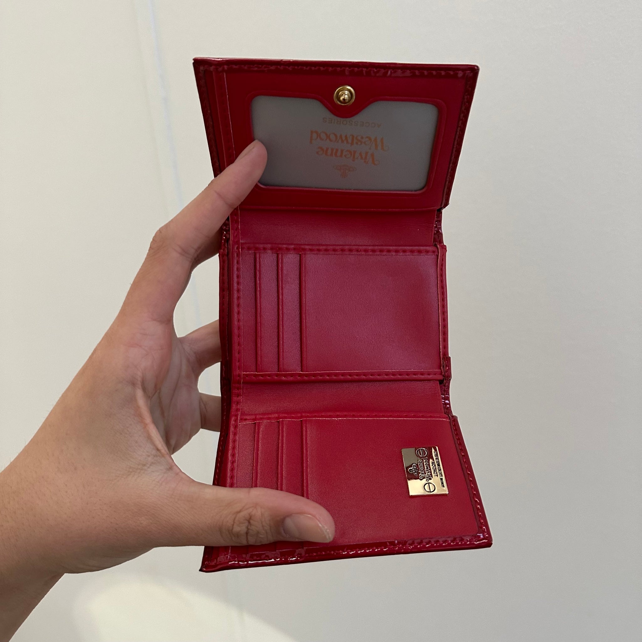Vivienne Westwood Enamel Red Trifold Wallet