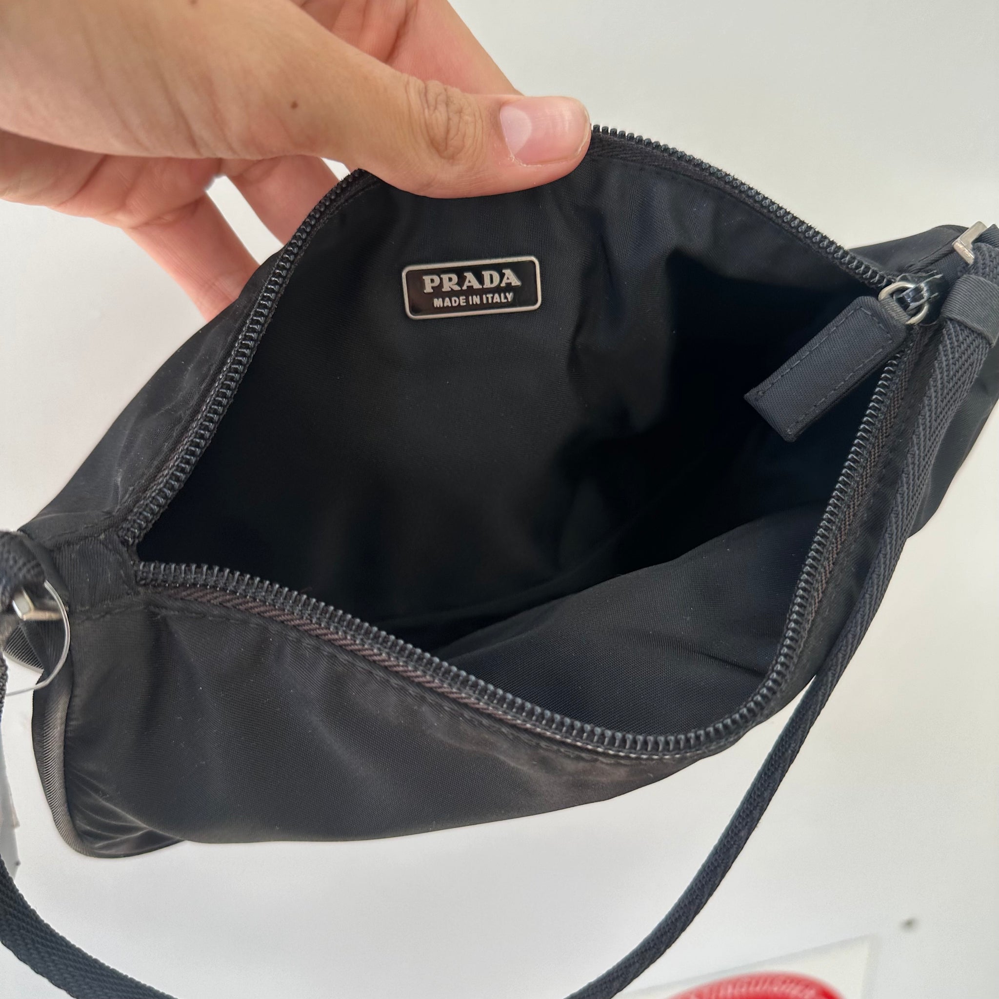 Prada Nylon Black Vintage Hobo Shoulder Pochette Bag