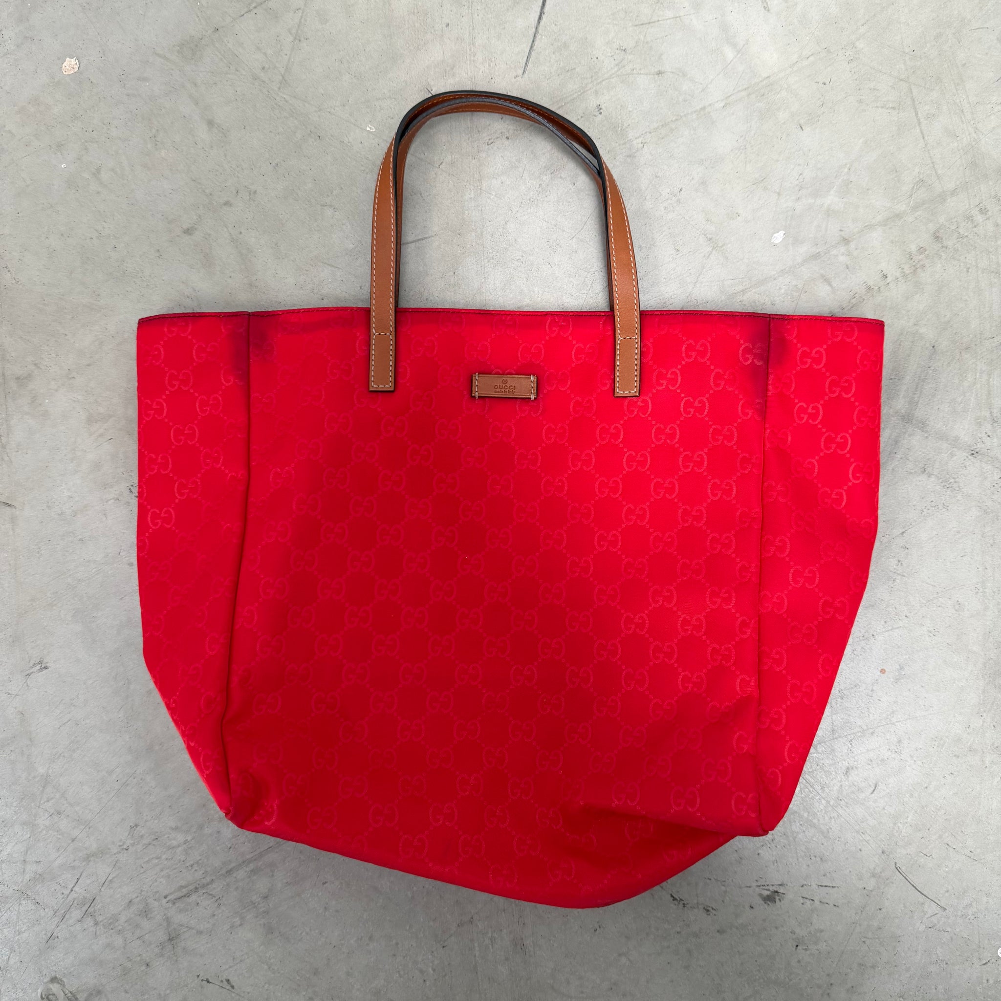 Gucci GG Print Nylon Red Tote Bag