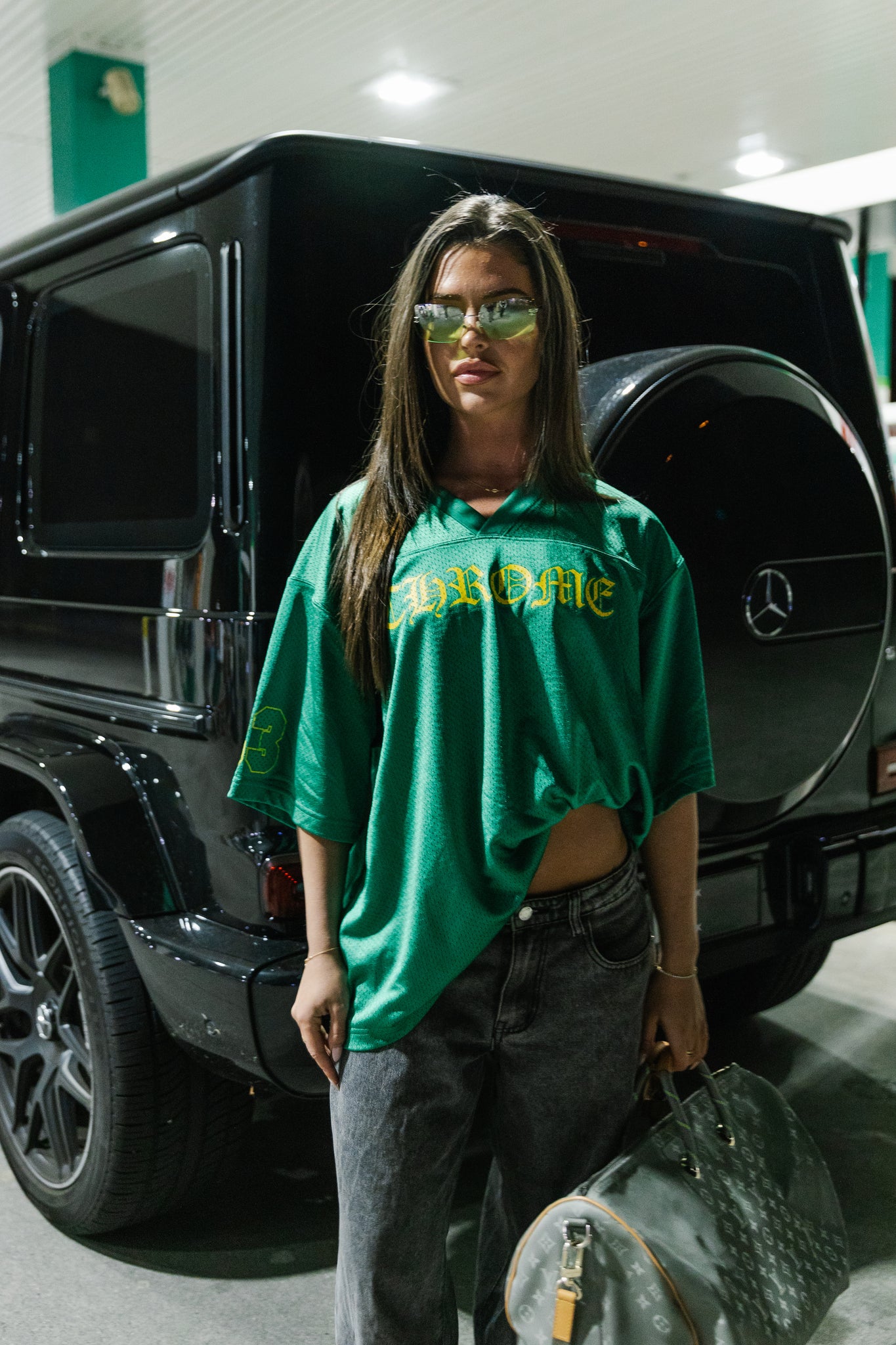 Chrome Hearts Stadium Mesh Green Tshirt Jersey (Size L)