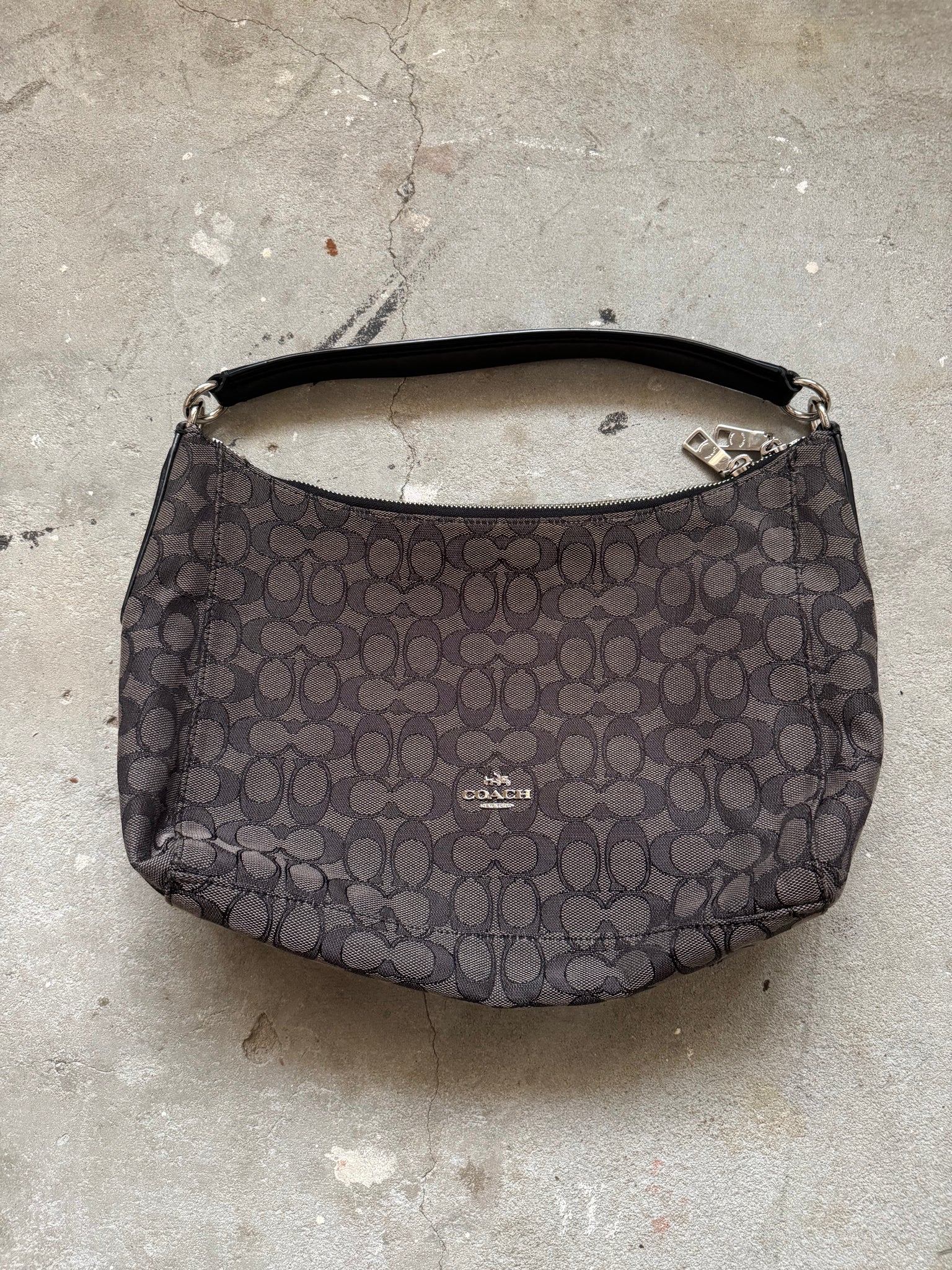 Coach 2Way Signature Hobo Shoulder Bag Black