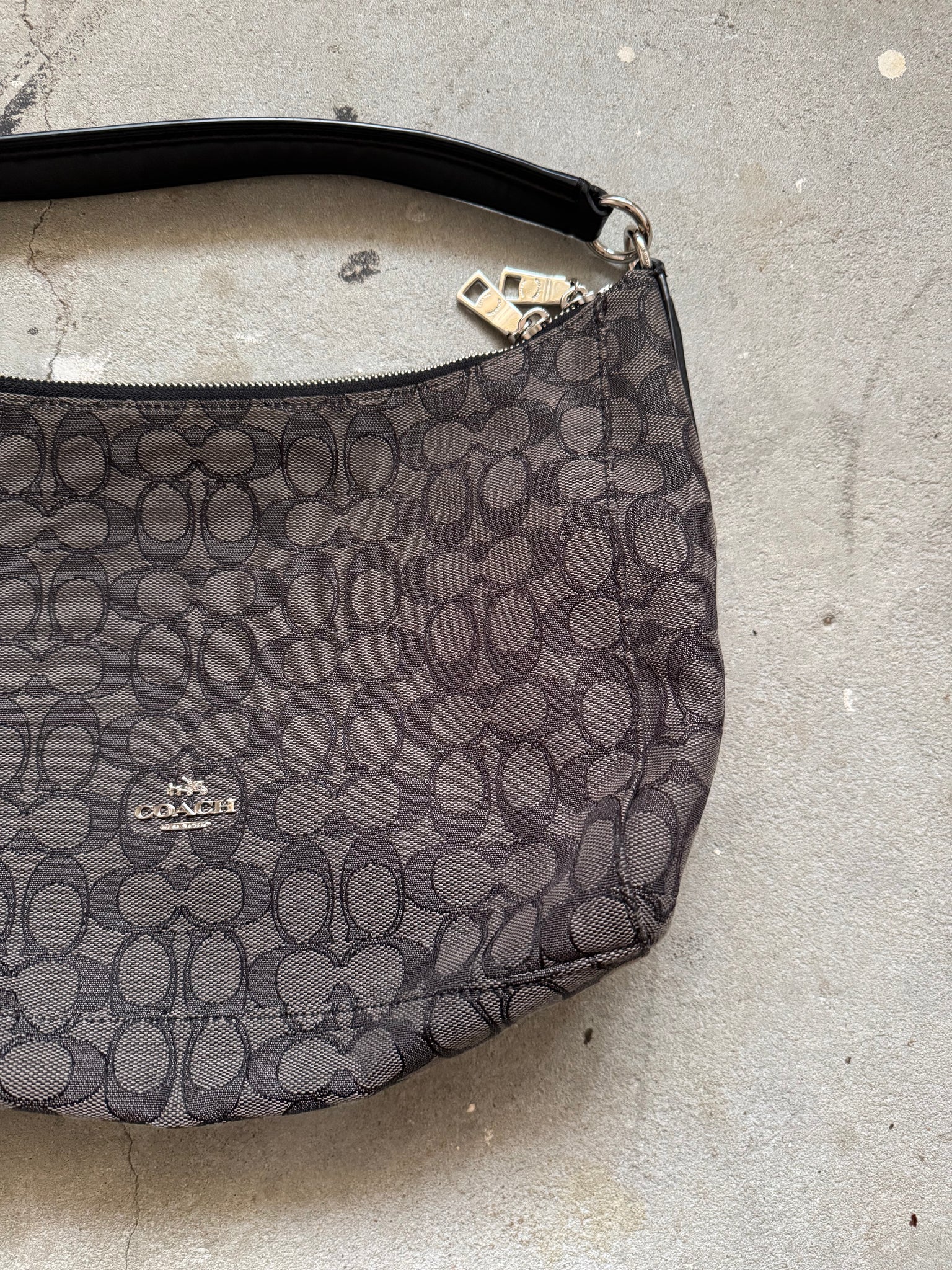 Coach 2Way Signature Hobo Shoulder Bag Black
