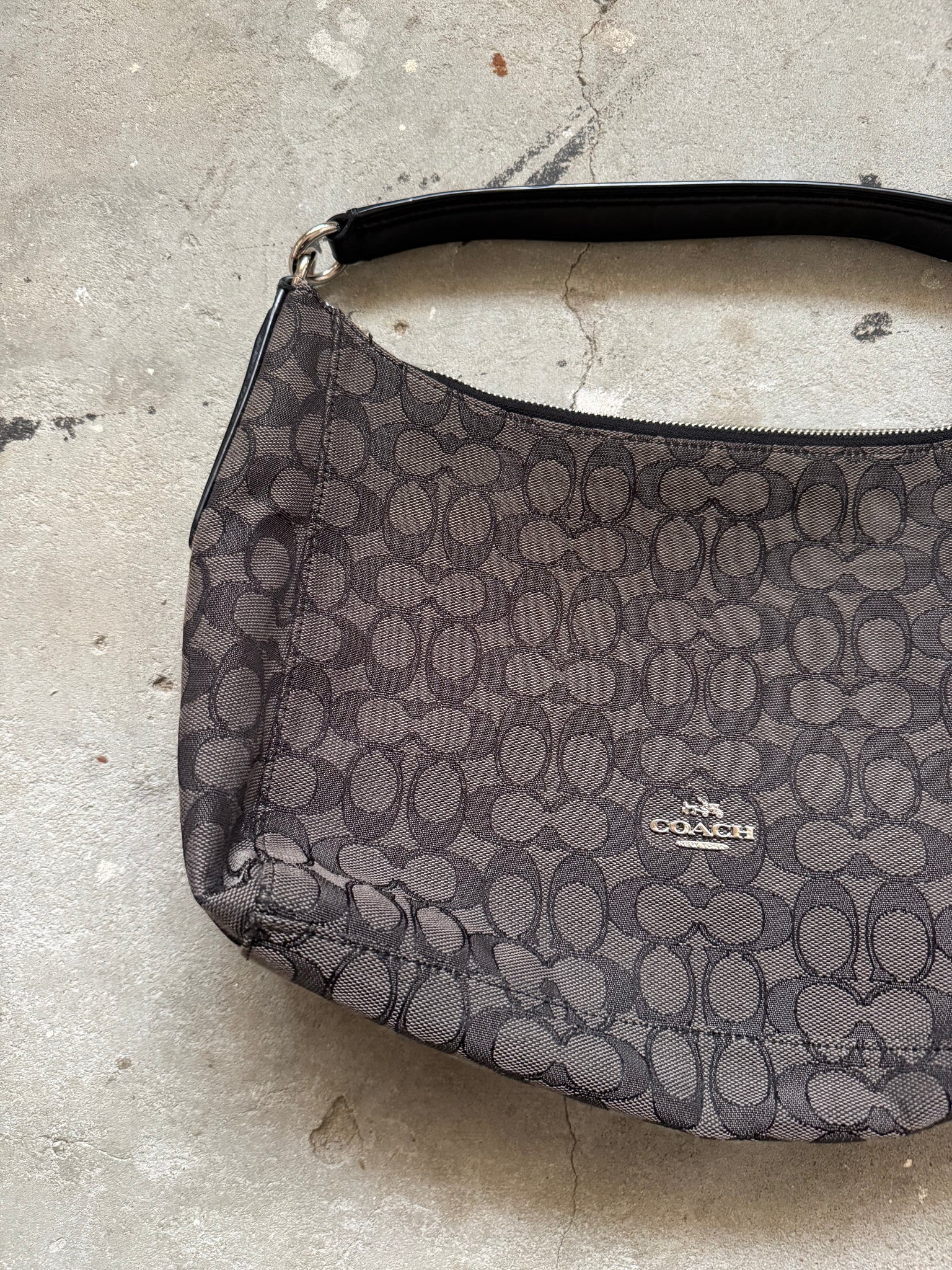 Coach 2Way Signature Hobo Shoulder Bag Black