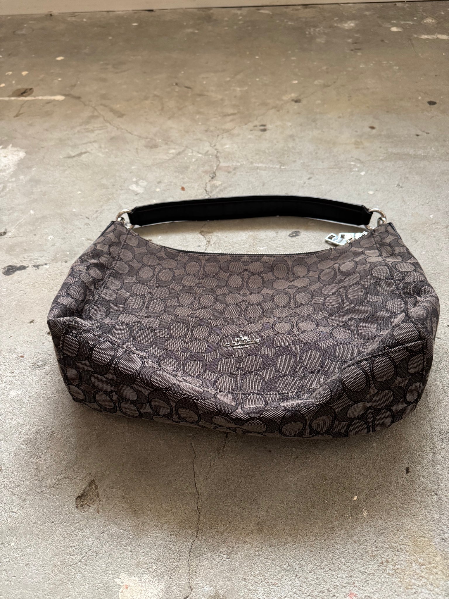 Coach 2Way Signature Hobo Shoulder Bag Black