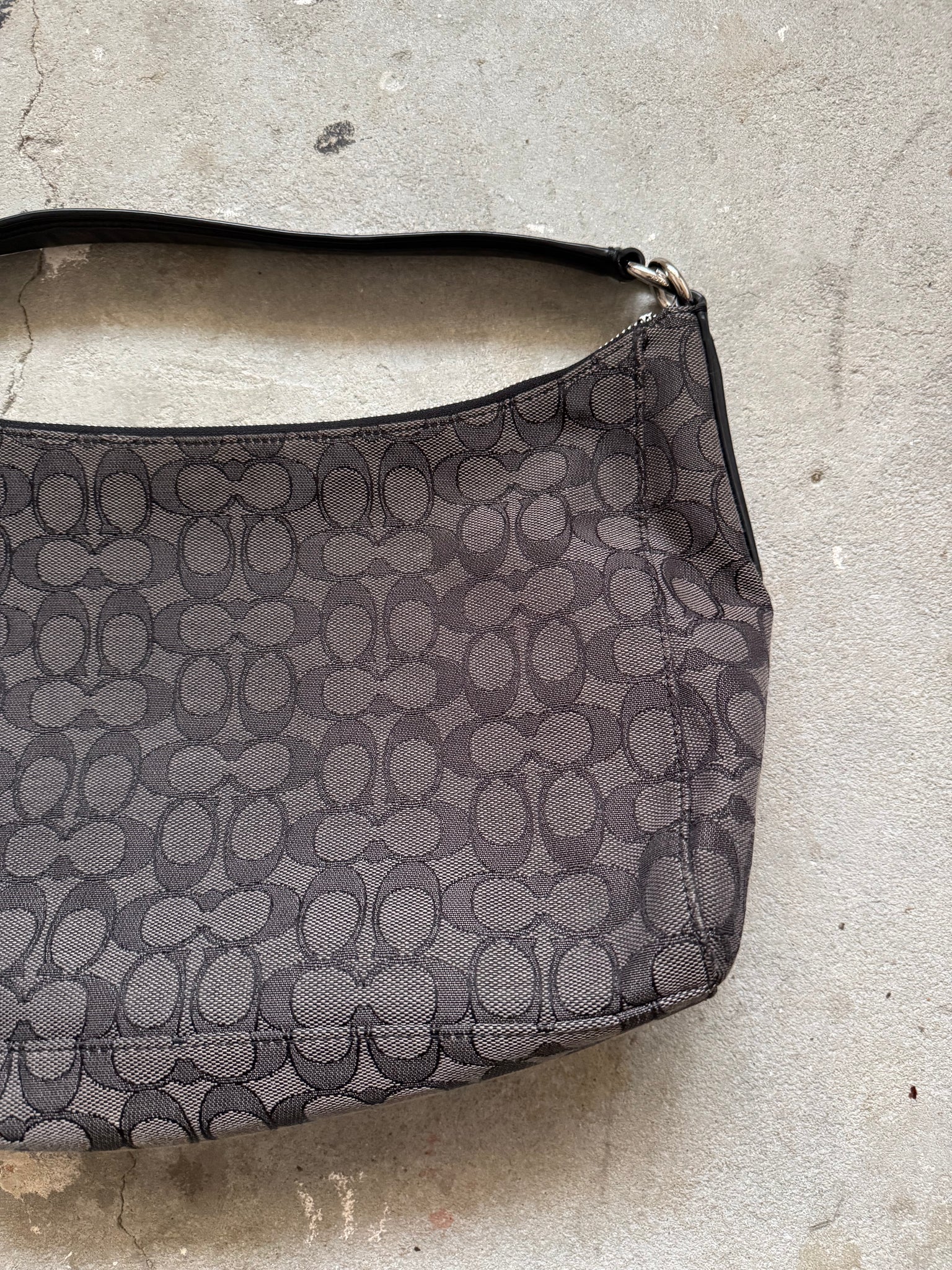Coach 2Way Signature Hobo Shoulder Bag Black