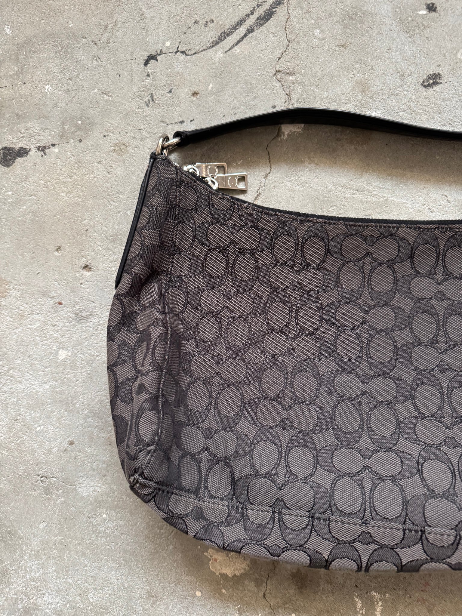 Coach 2Way Signature Hobo Shoulder Bag Black