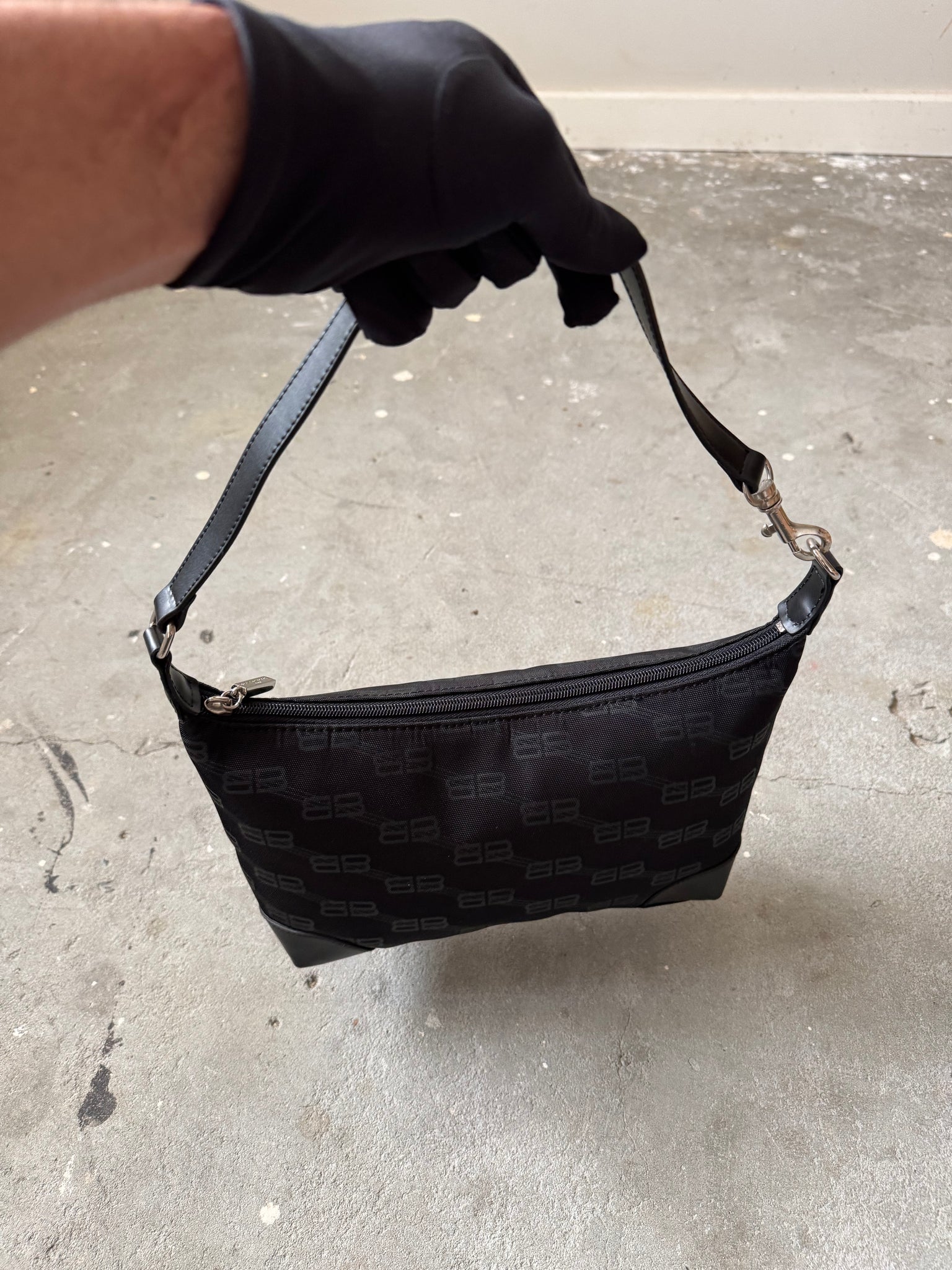 Balenciaga BB Print Shoulder Bag Black