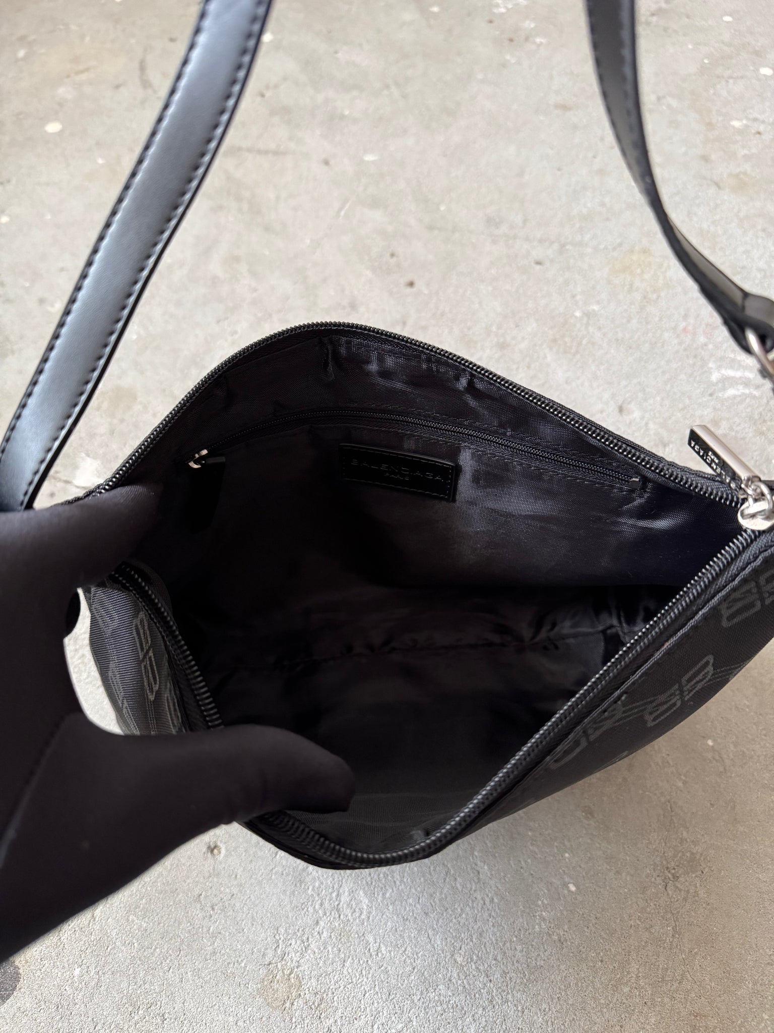 Balenciaga BB Print Shoulder Bag Black