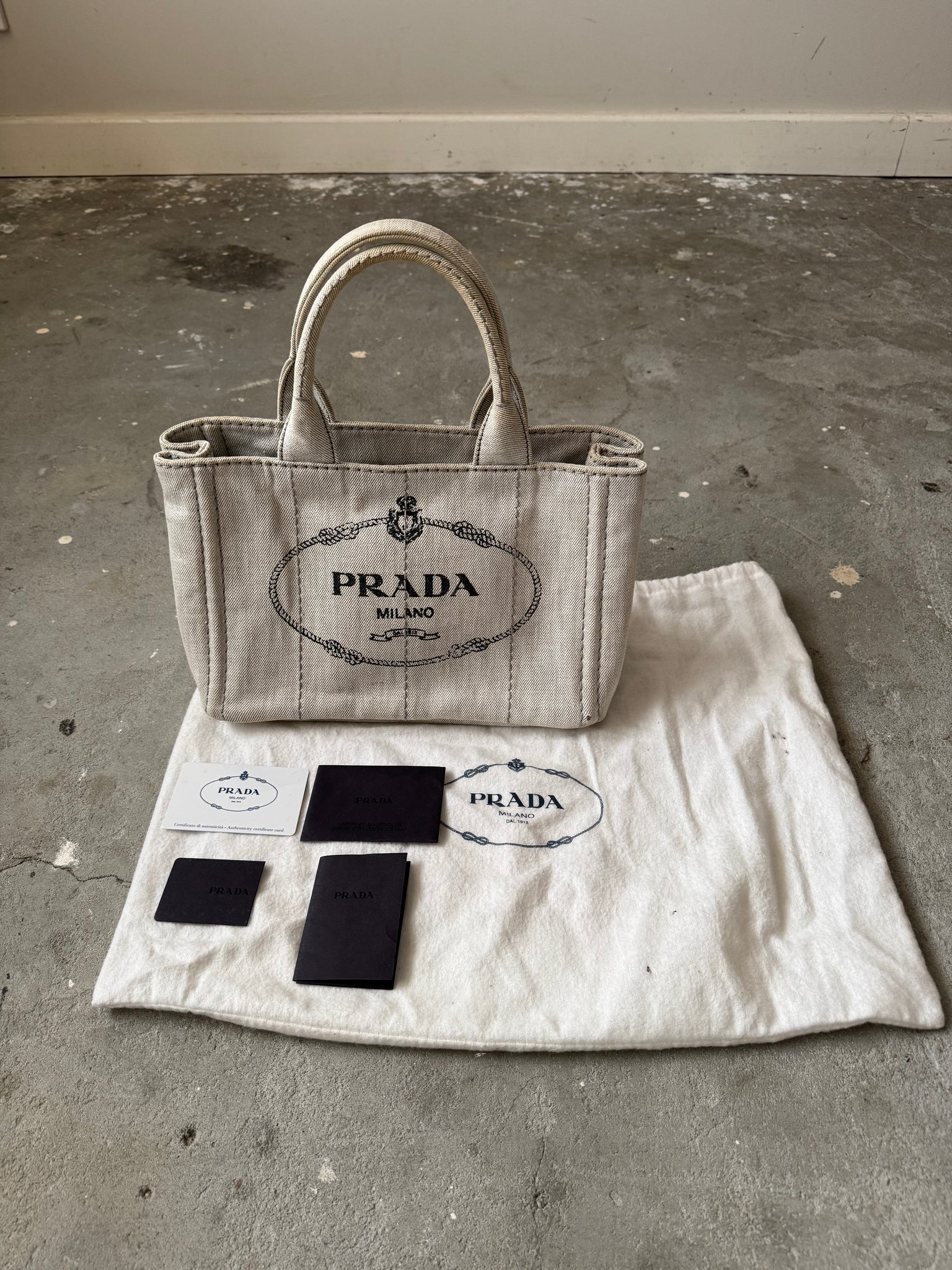 Prada Canapa Tote Bag Grey