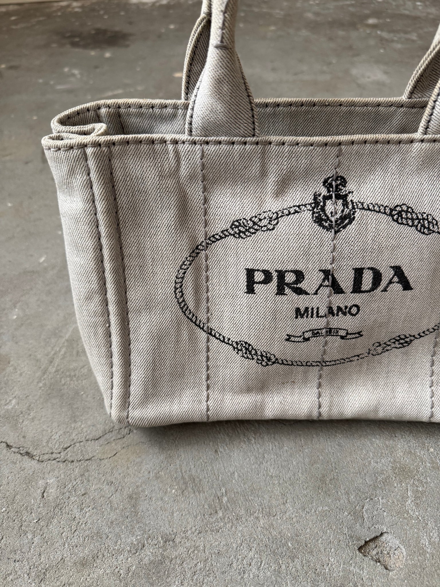 Prada Canapa Tote Bag Grey