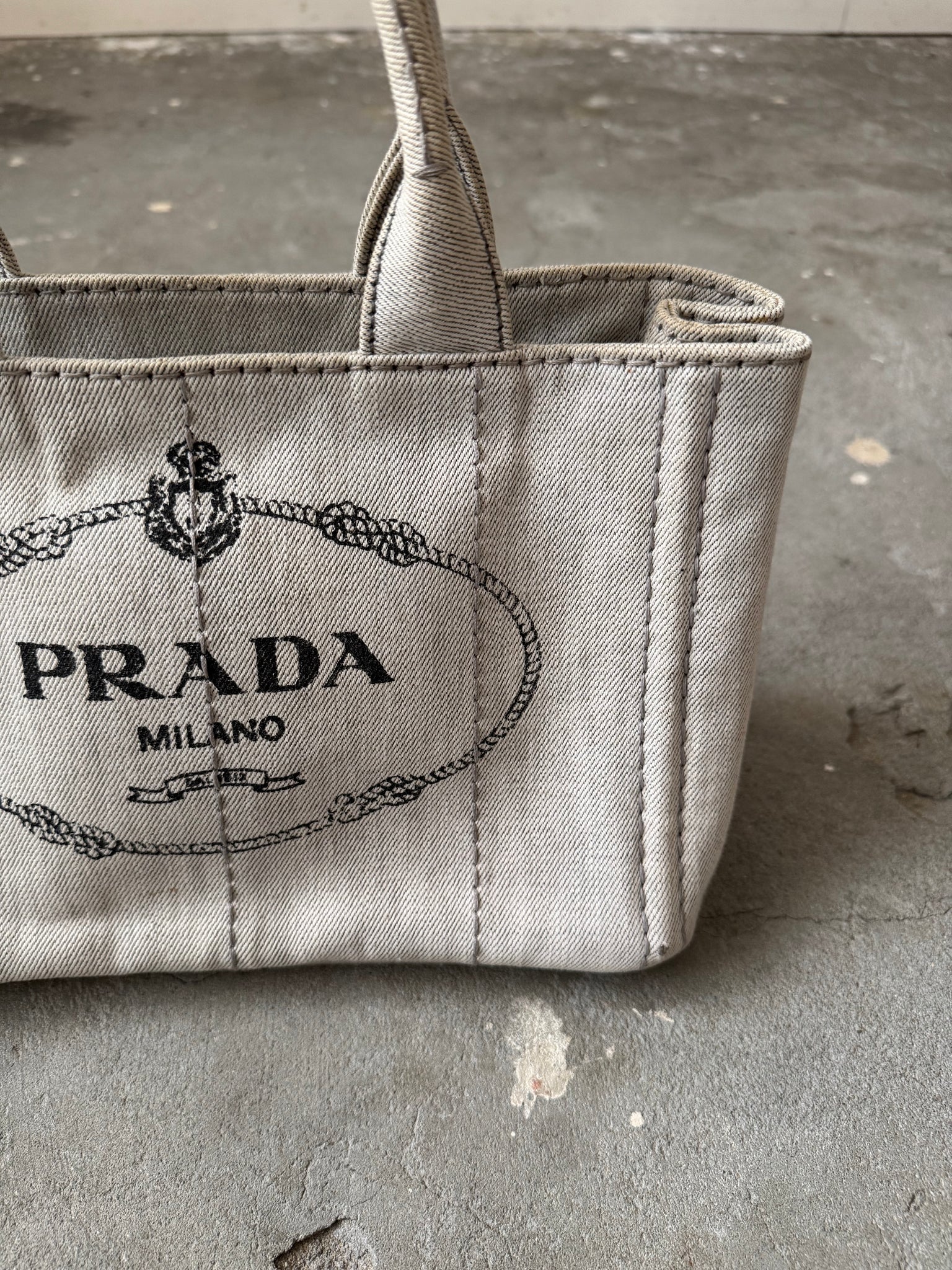 Prada Canapa Tote Bag Grey