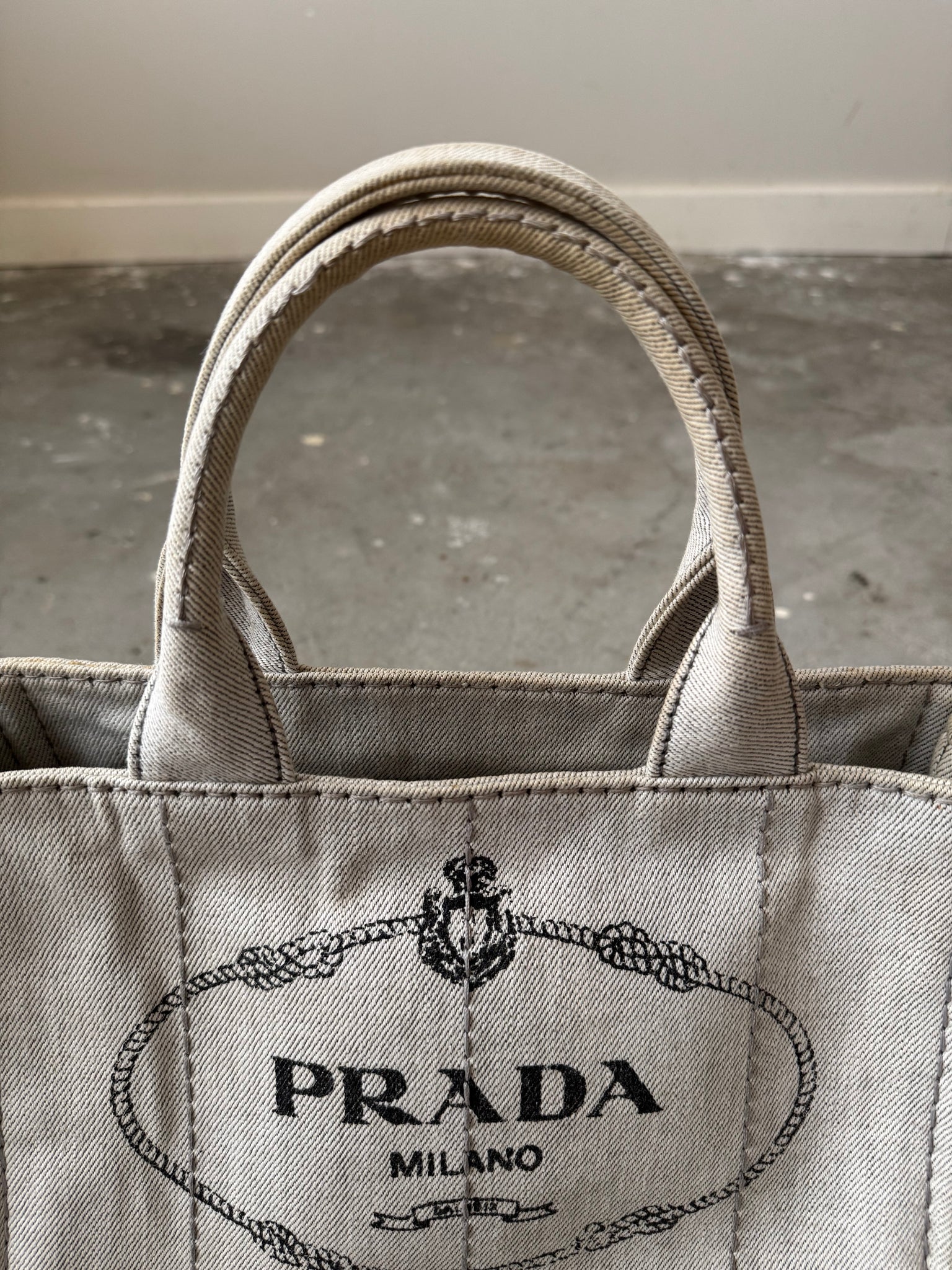 Prada Canapa Tote Bag Grey