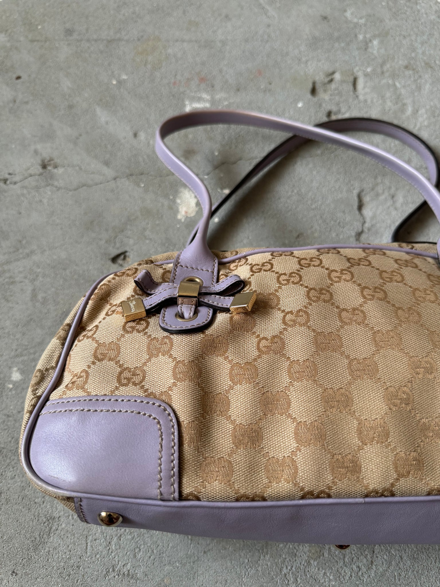 Gucci GG Canvas Princy Shoulder Bag Purple/Beige