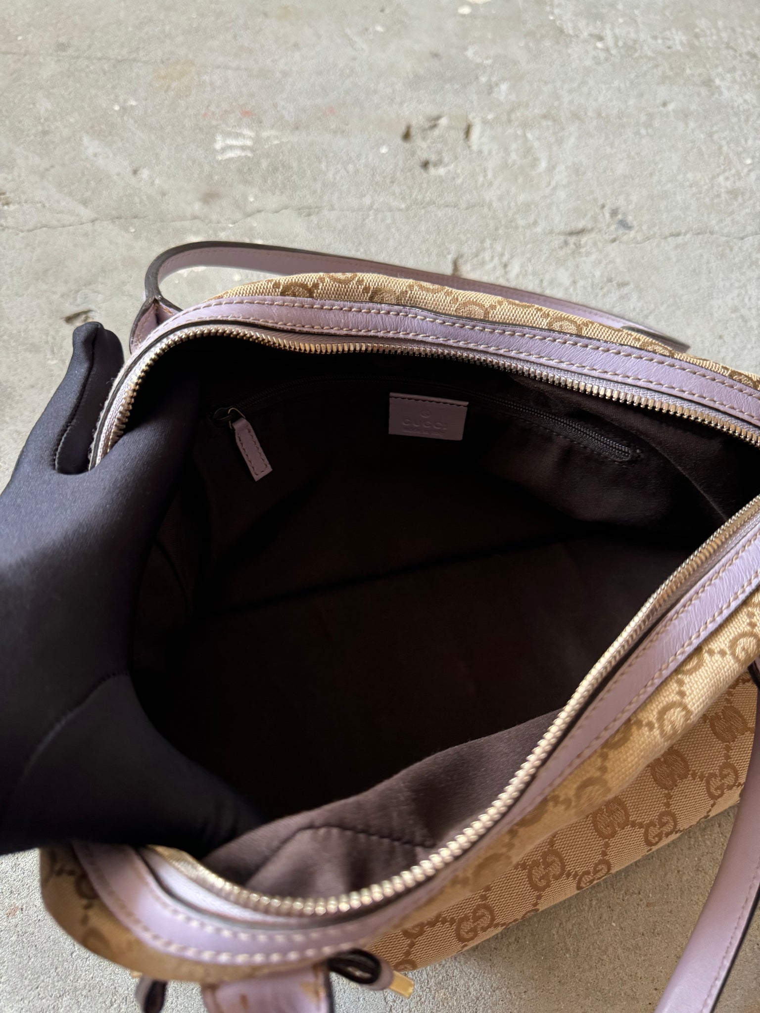 Gucci GG Canvas Princy Shoulder Bag Purple/Beige