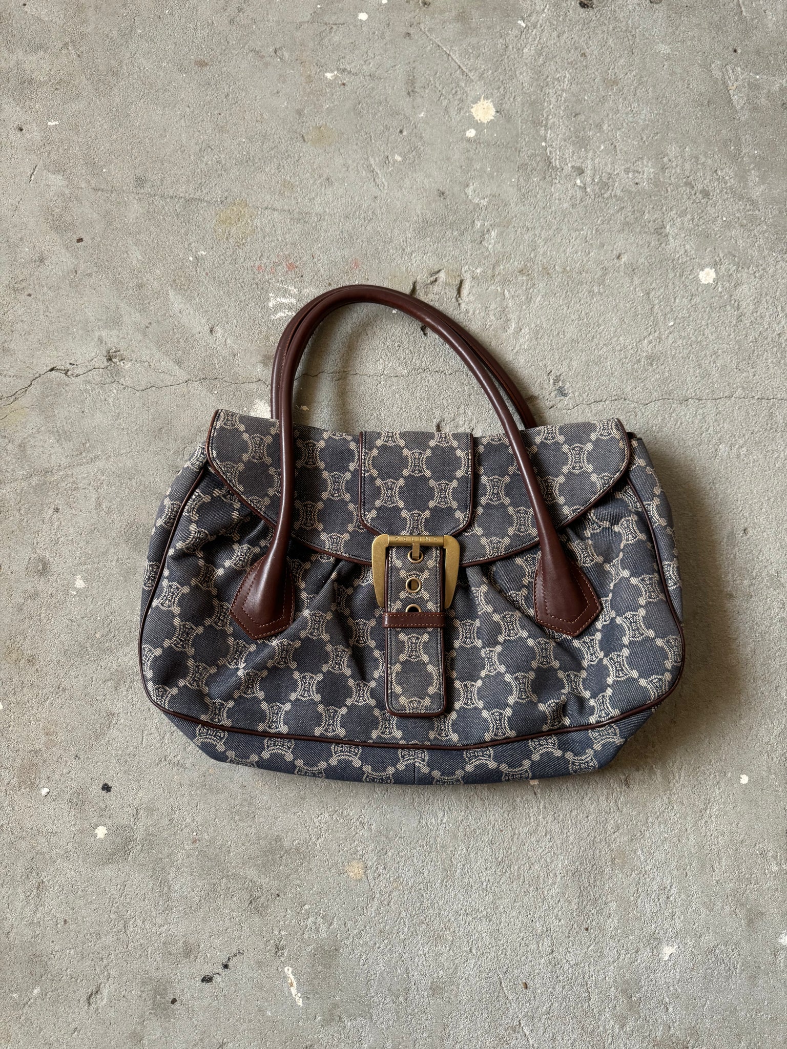 Celine Denim Triomphe Large Handbag 'Blue/Brown'