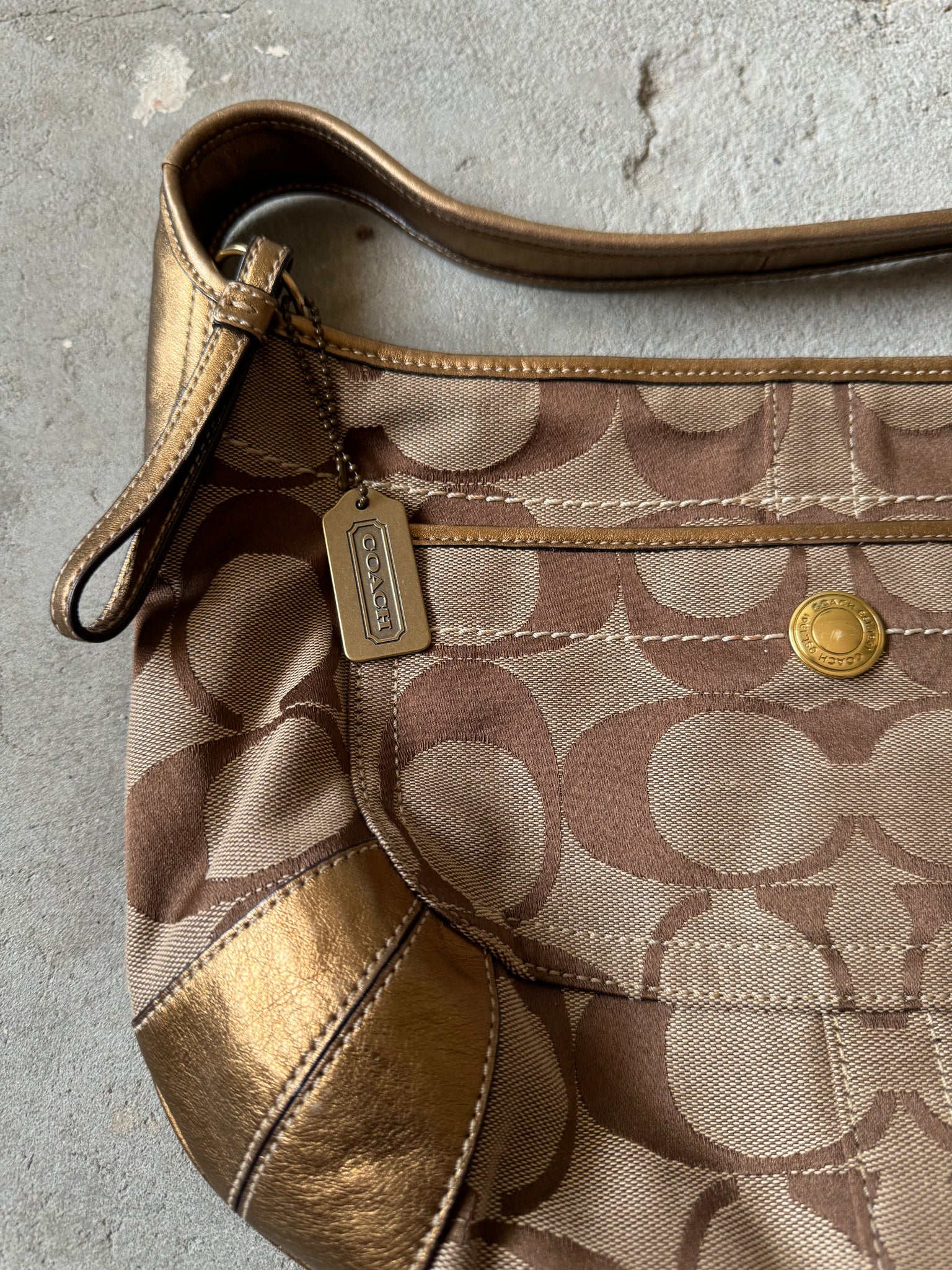 Coach Signature Ergo Hobo ShoulderBag Beige/Gold