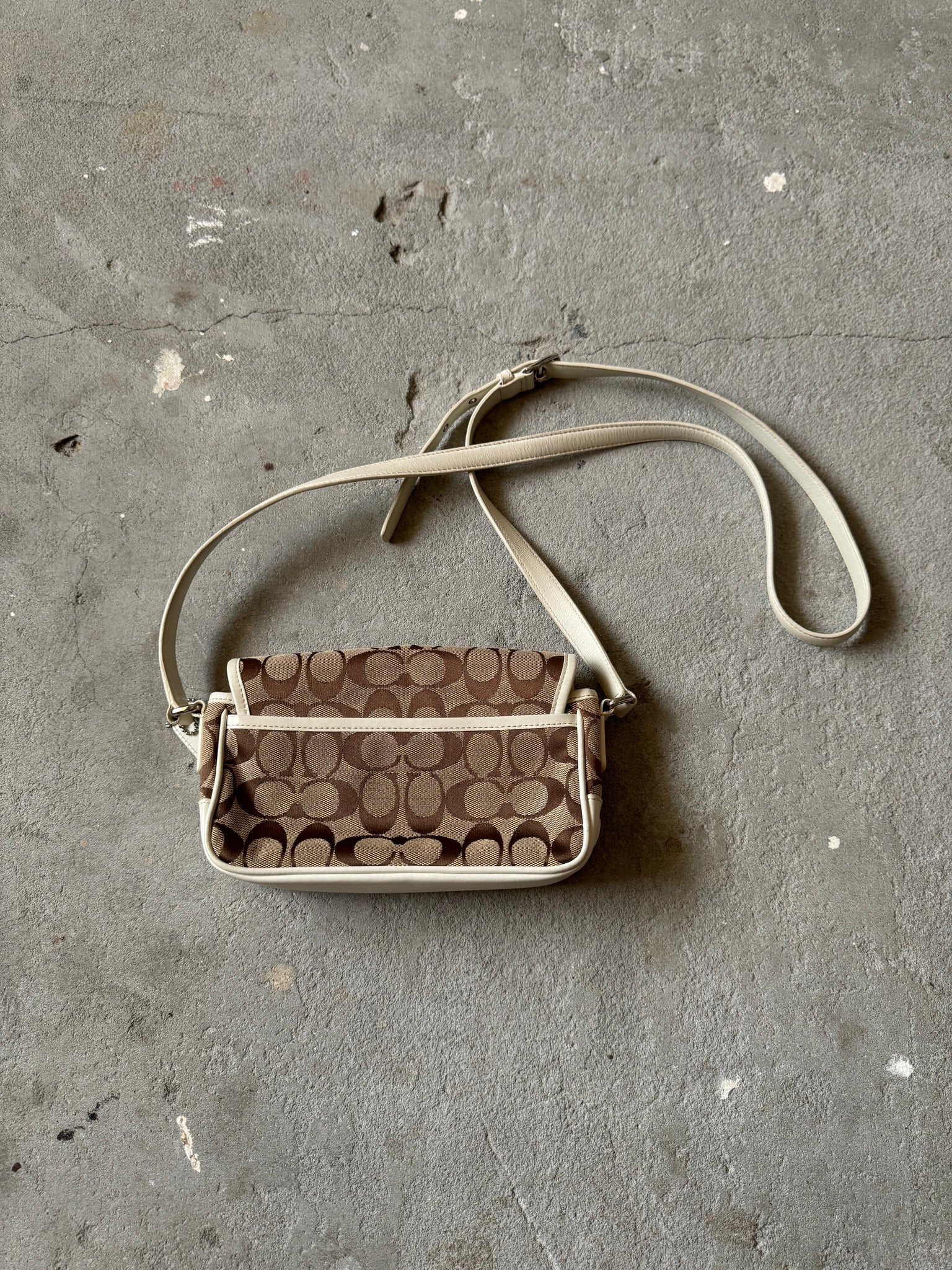 Coach Signature Butterfly Crossbody Bag Beige/White