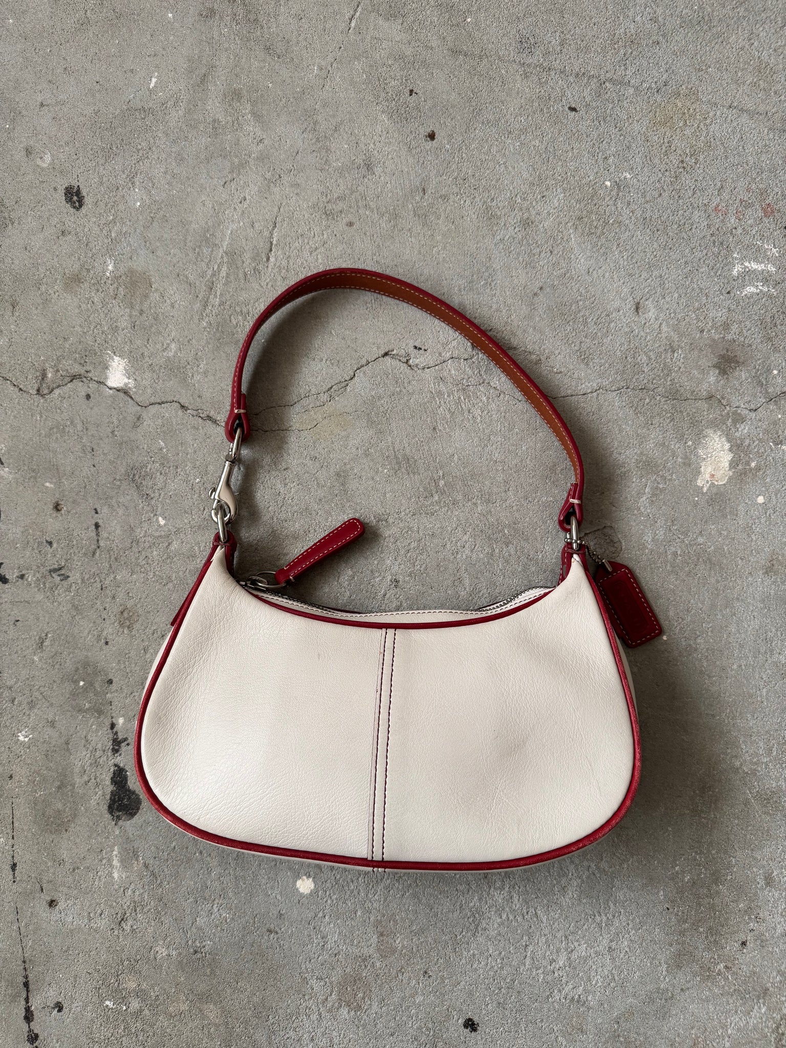 Coach Leather Pochette Shoulder Bag White/Red