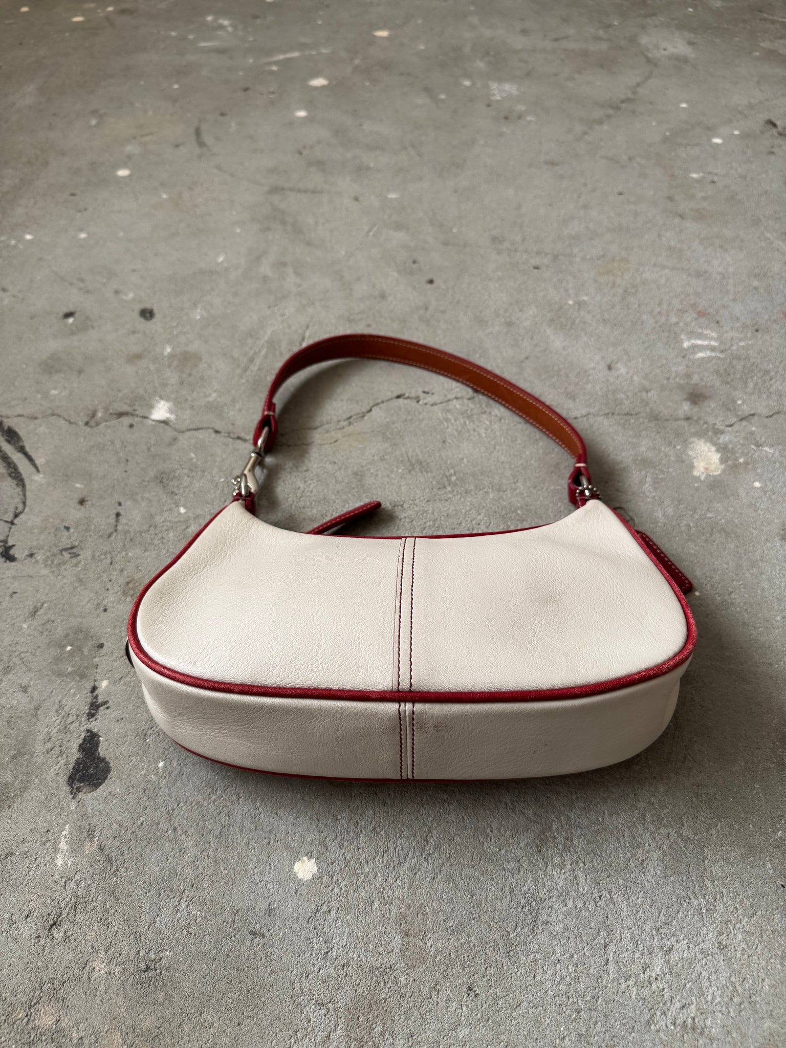 Coach Leather Pochette Shoulder Bag White/Red