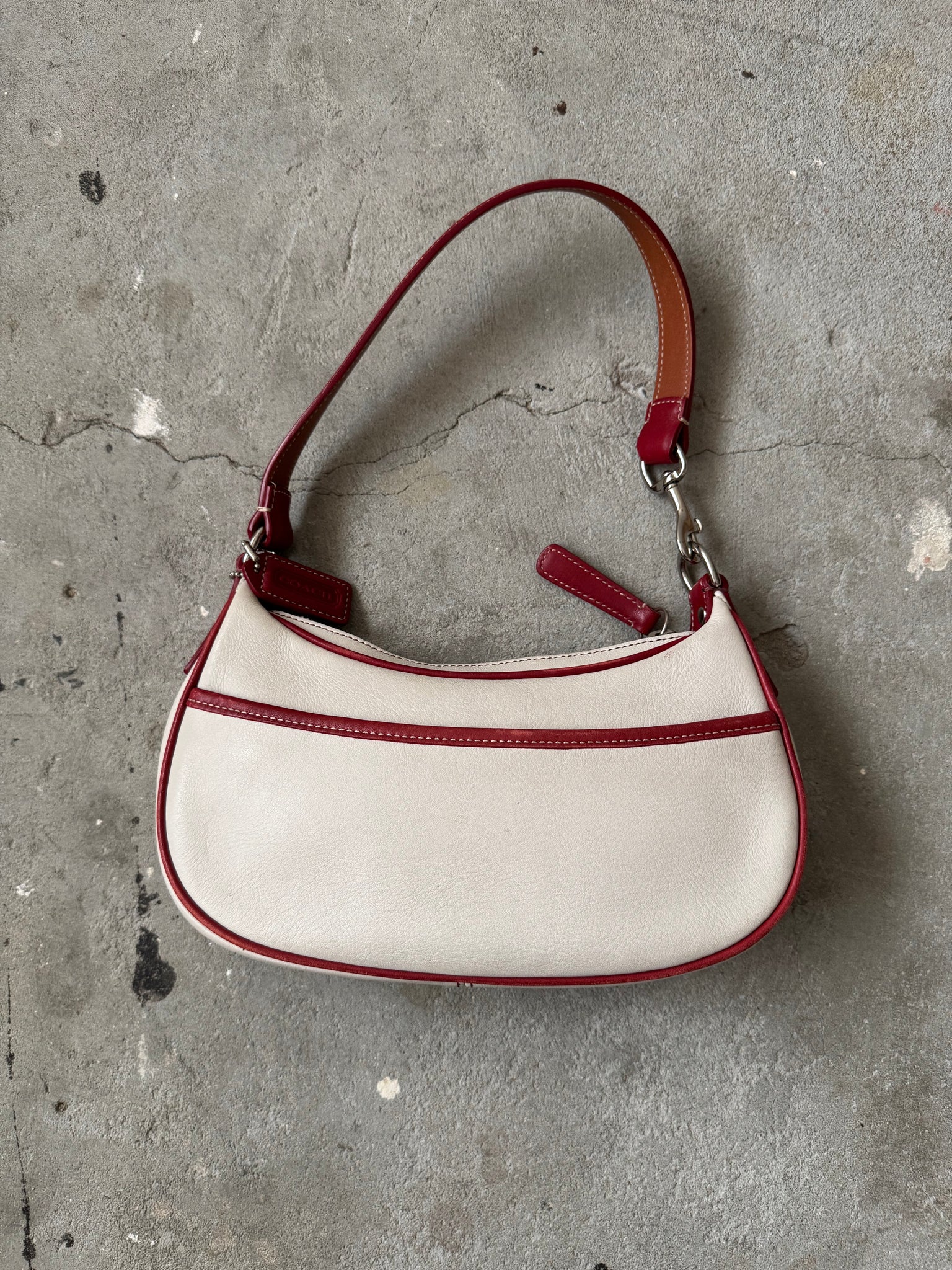 Coach Leather Pochette Shoulder Bag White/Red