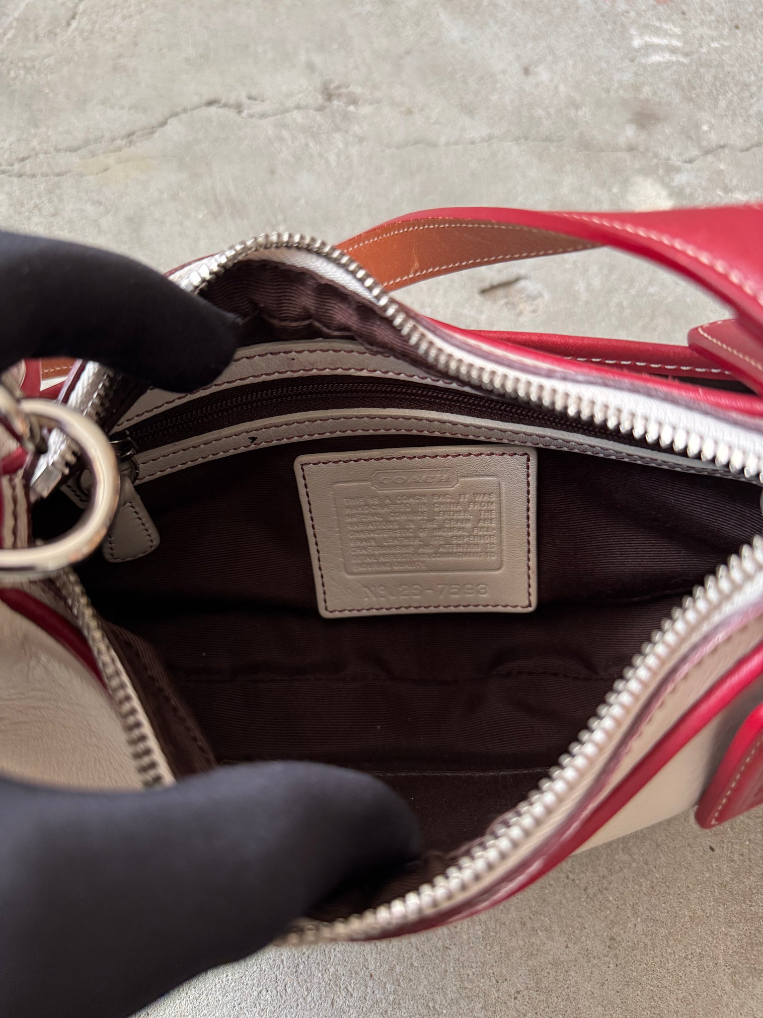 Coach Leather Pochette Shoulder Bag White/Red