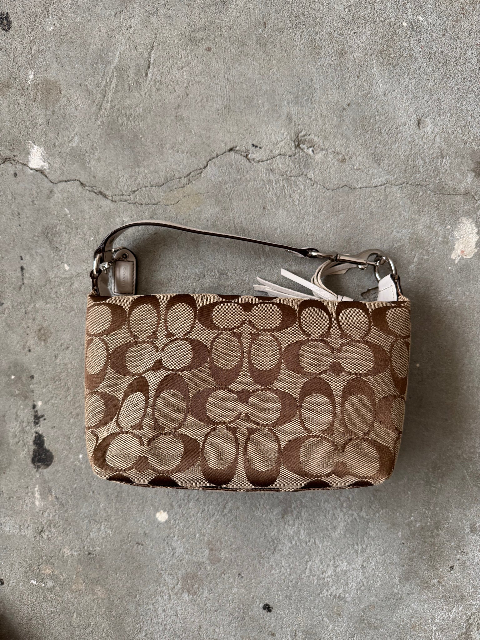 Coach Signature Mini Hobo Striped Patchwork Shoulder Bag