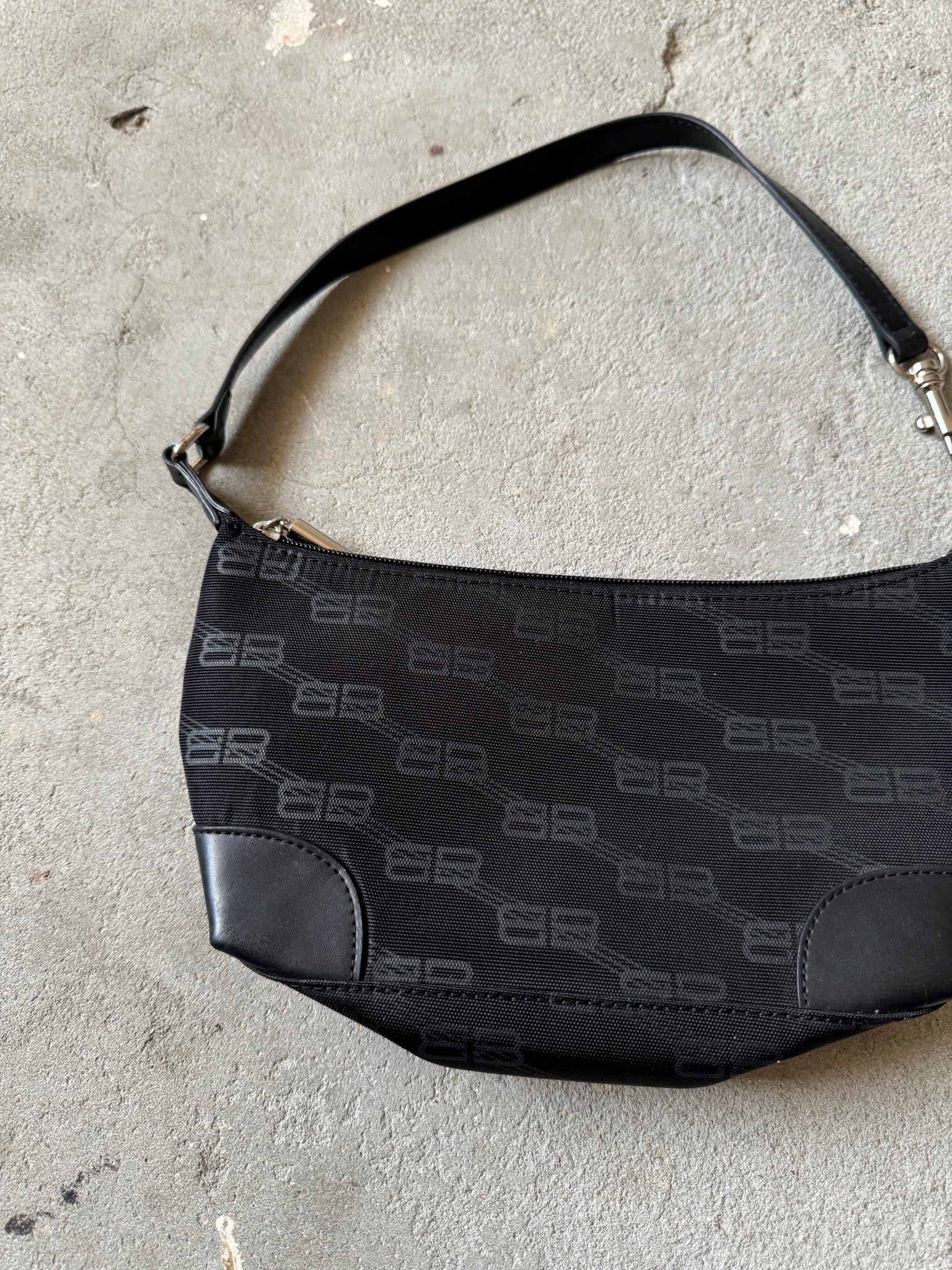 Balenciaga BB Print Leather HandBag Black