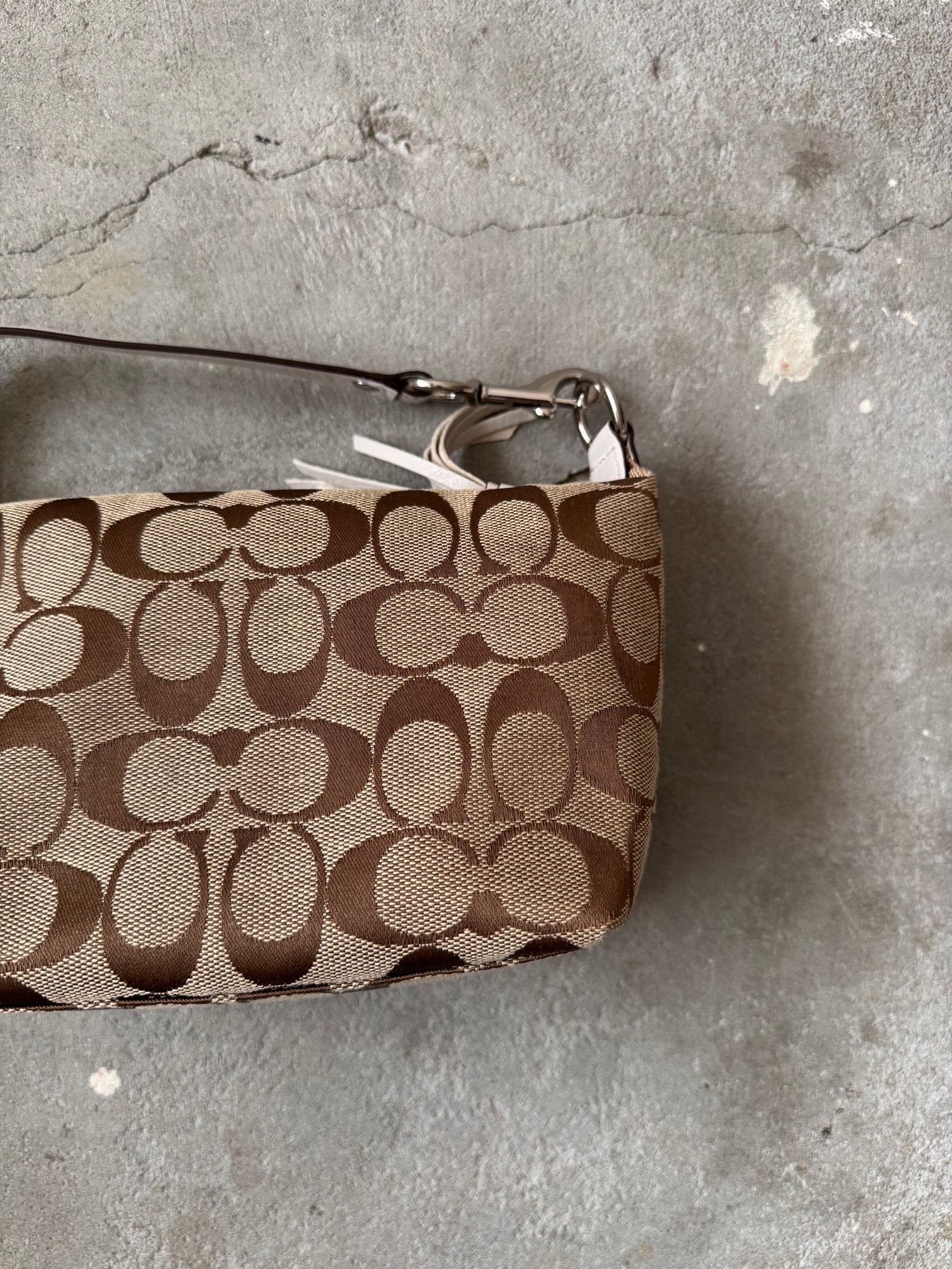 Coach Signature Mini Hobo Striped Patchwork Shoulder Bag